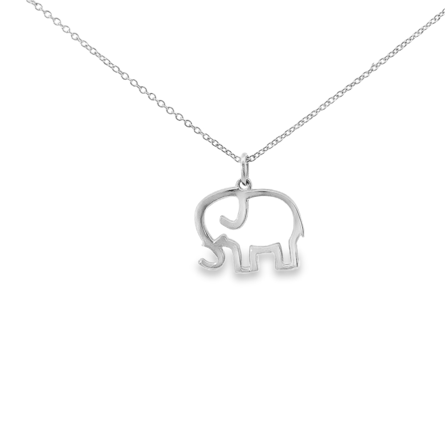 14K White Gold Elephant Pendant