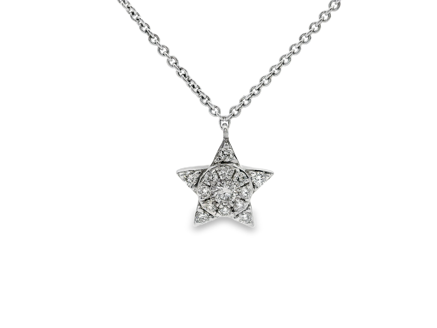 0.41CT Diamond Star Pendant 14k White Gold