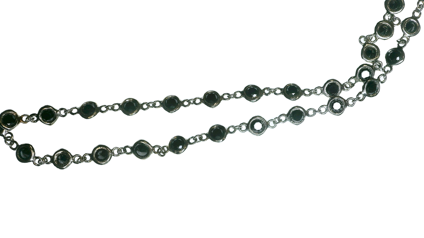 7.66CT Black Diamond Necklace 14k White Gold