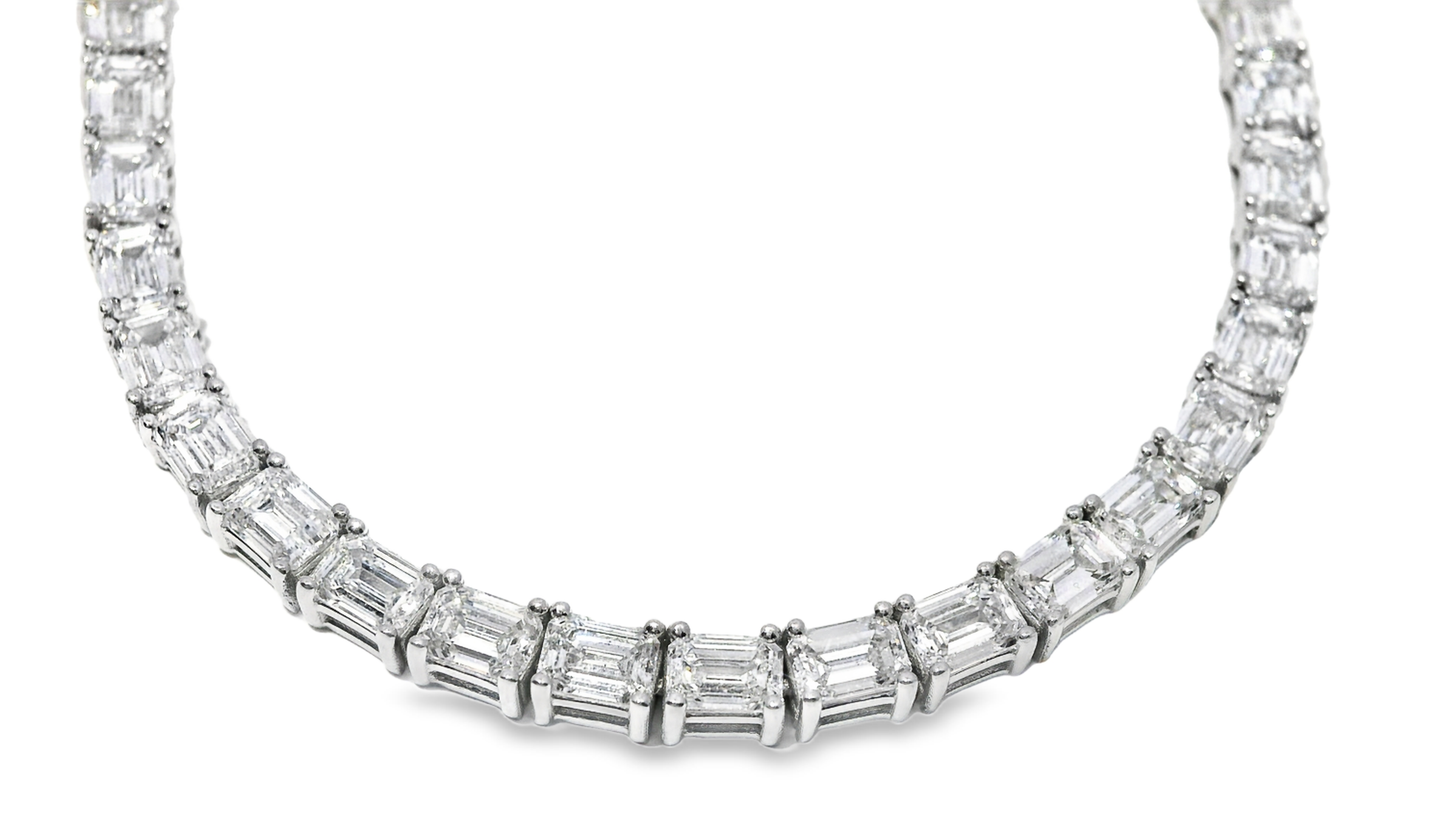 20.72CT Emerald Cut Lab Diamond Necklace 14k White Gold