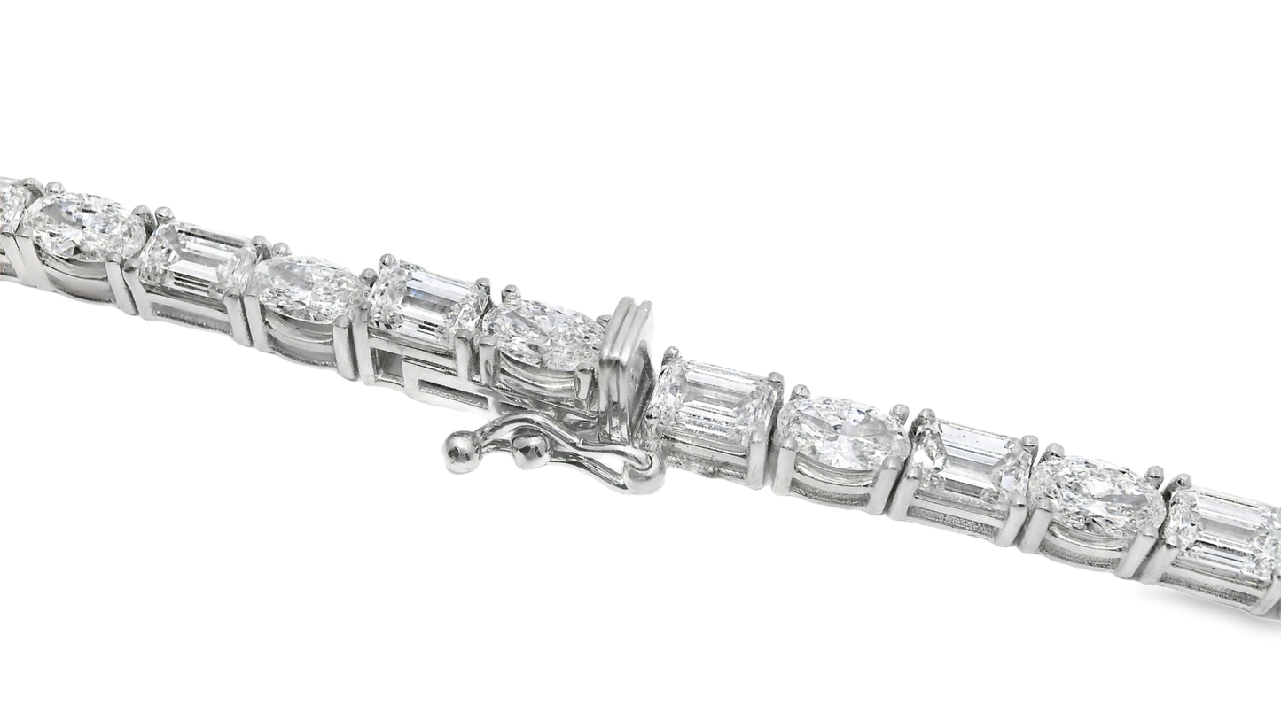 11.54CT Emerald Cut 7.78Ct Oval Lab Diamond Necklace 14k White Gold