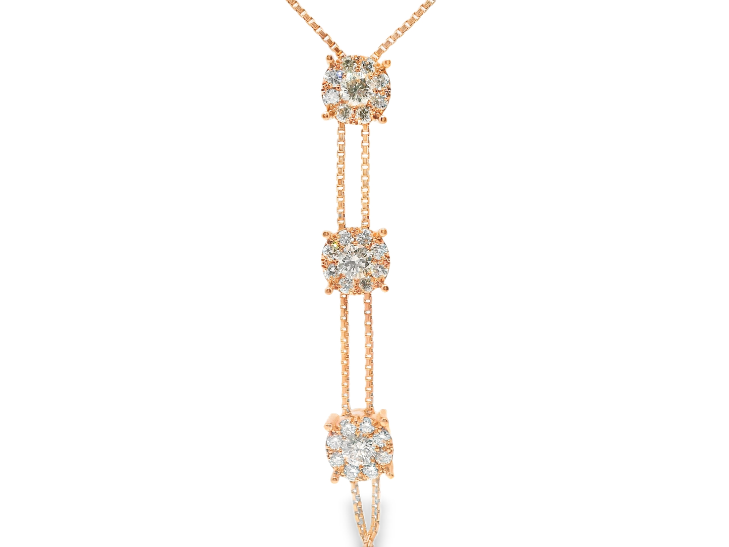 1.57Ct diamond Lariat Pendant 14k Rose Gold