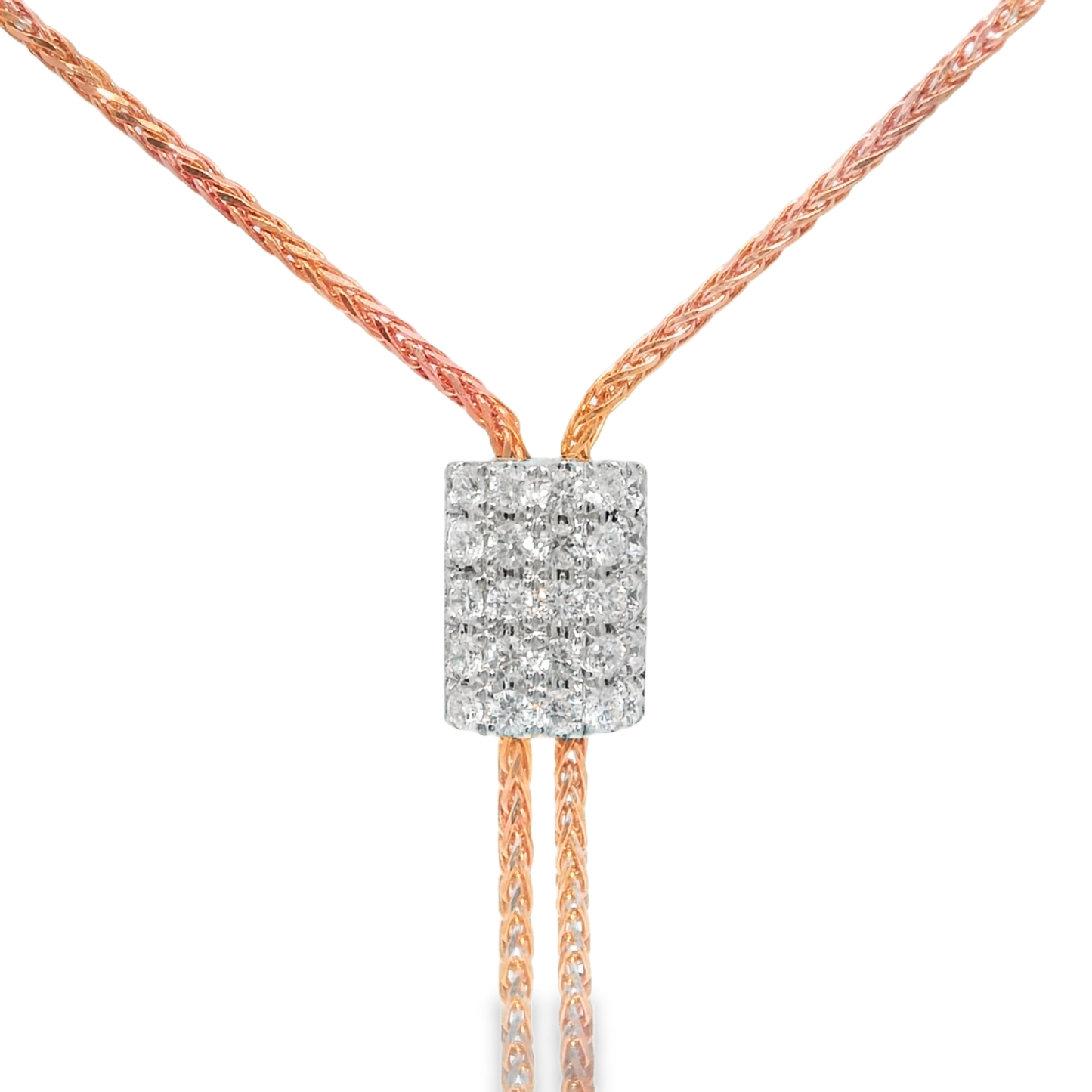 0.48CT Diamond Lariat Pendant 14k Rose Gold