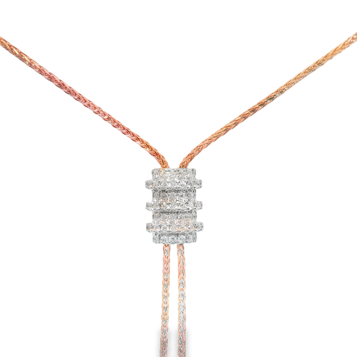 0.49CT Diamond Lariat Pendant 14k Rose Gold