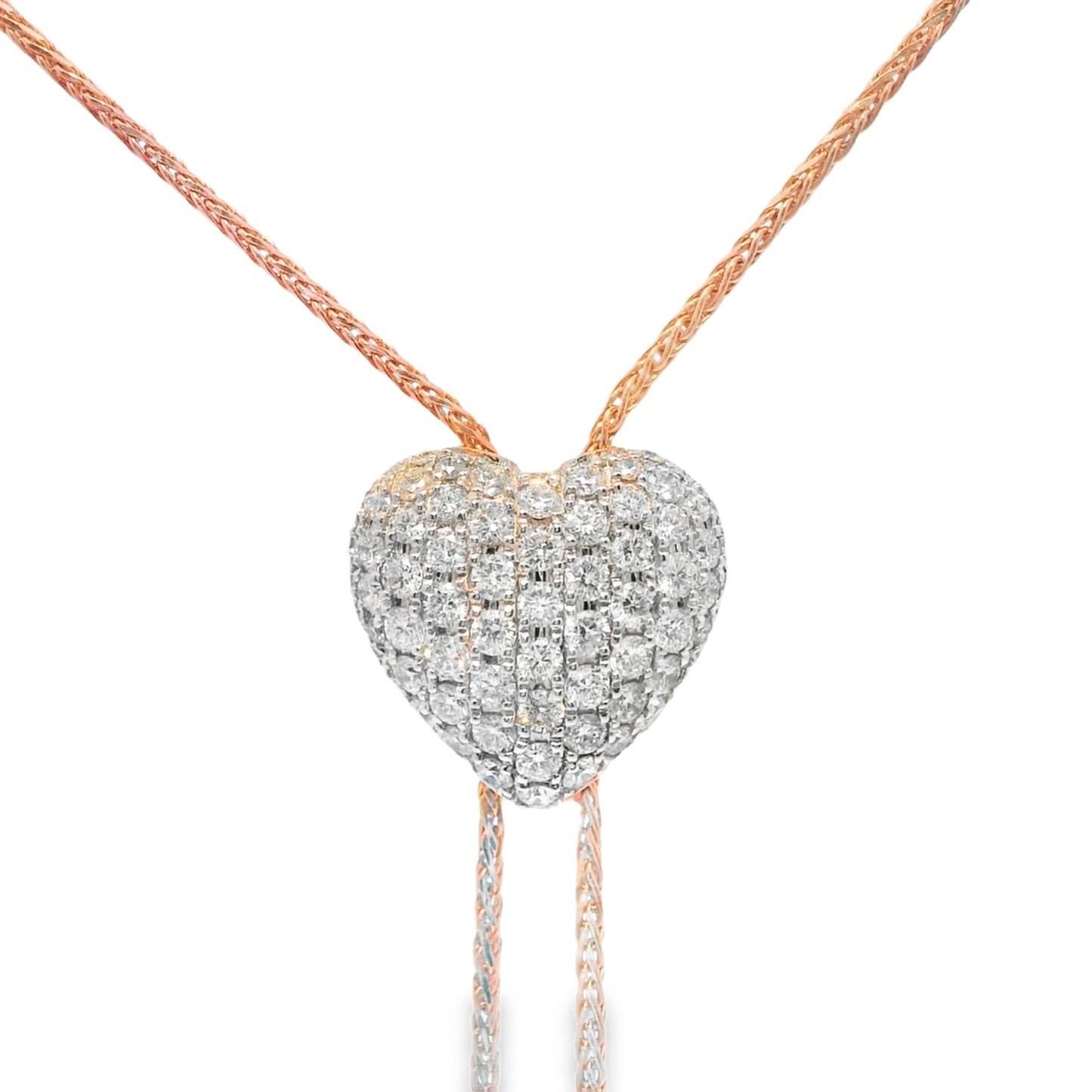 2.14CT Diamond Heart Lariat 14k rose Gold