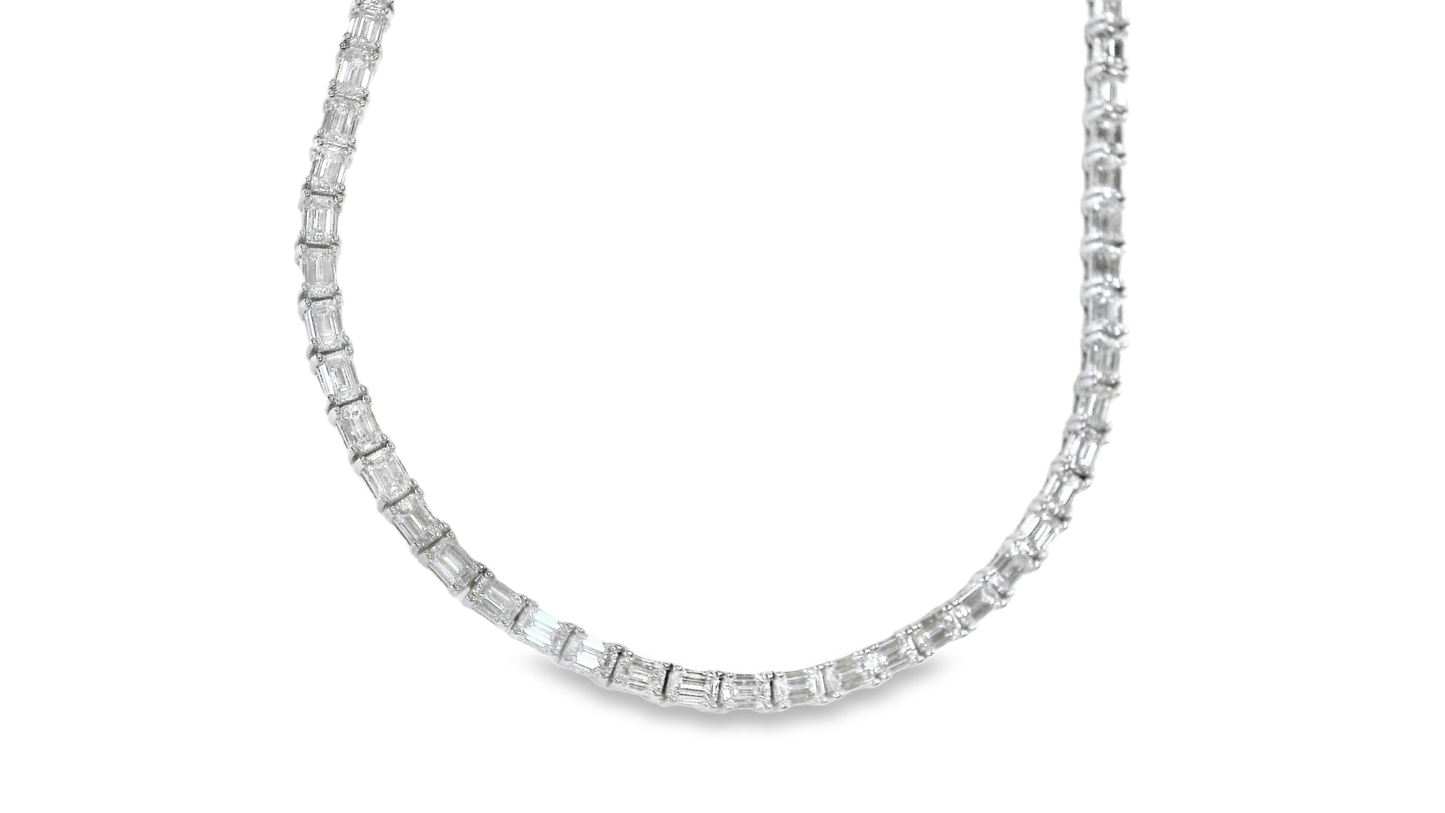 10.22CT Emerald Cut Diamond Necklace 14k White Gold