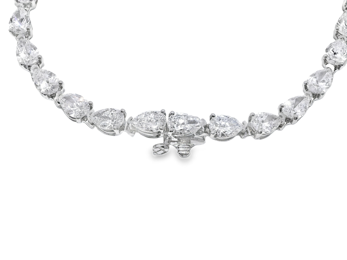 19.69CT Small Lab Pear Shape Diamond 1.89CT Center Pear Shape Lab Diamond Necklace 14k White Gold