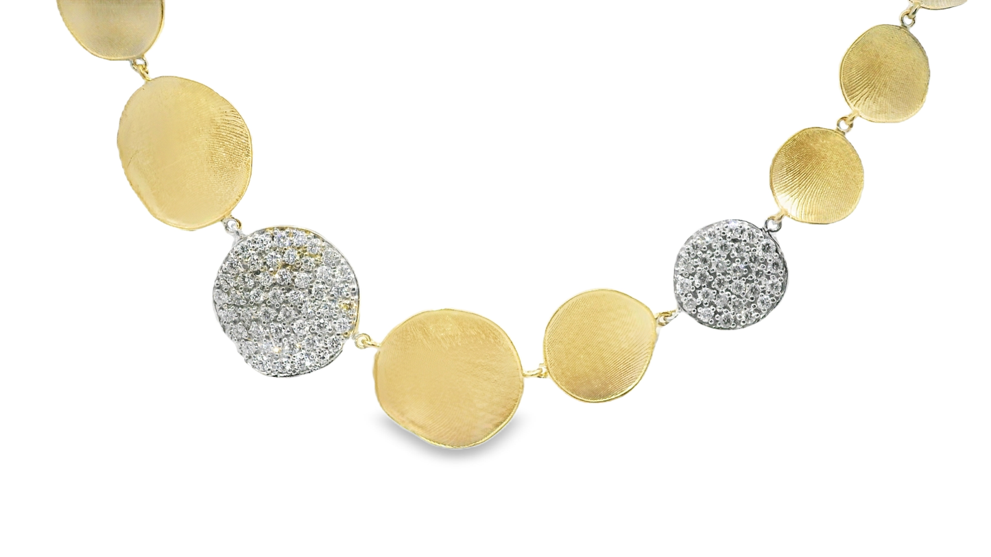 3.09CT Diamond Disc Fashion Necklace 14k Yellow Gold