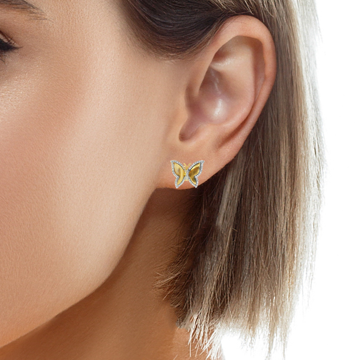 0.38CT Diamond 14k Yellow Gold Earring