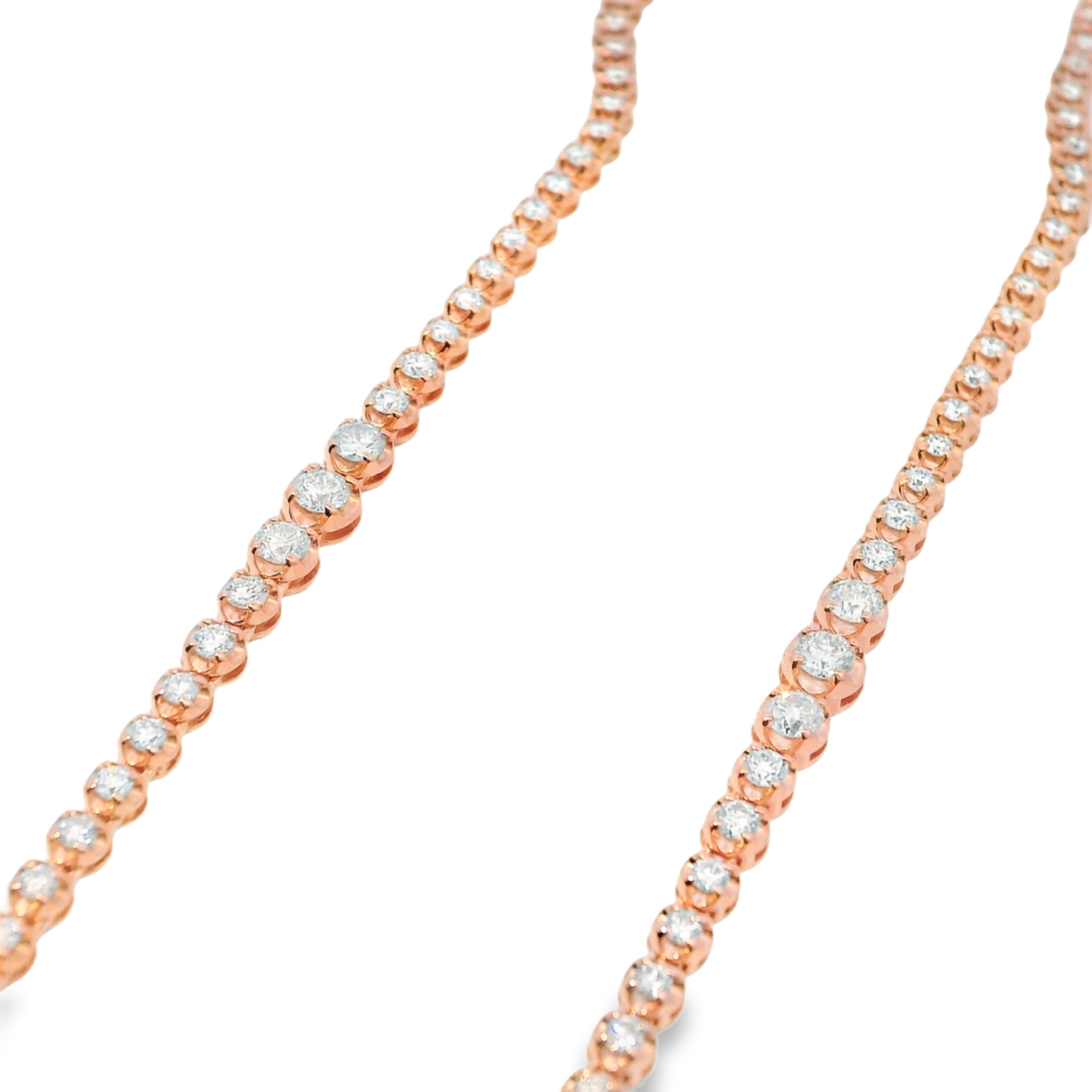 3.35CT Diamond Buttercup Tennis Necklace 14k Rose Gold