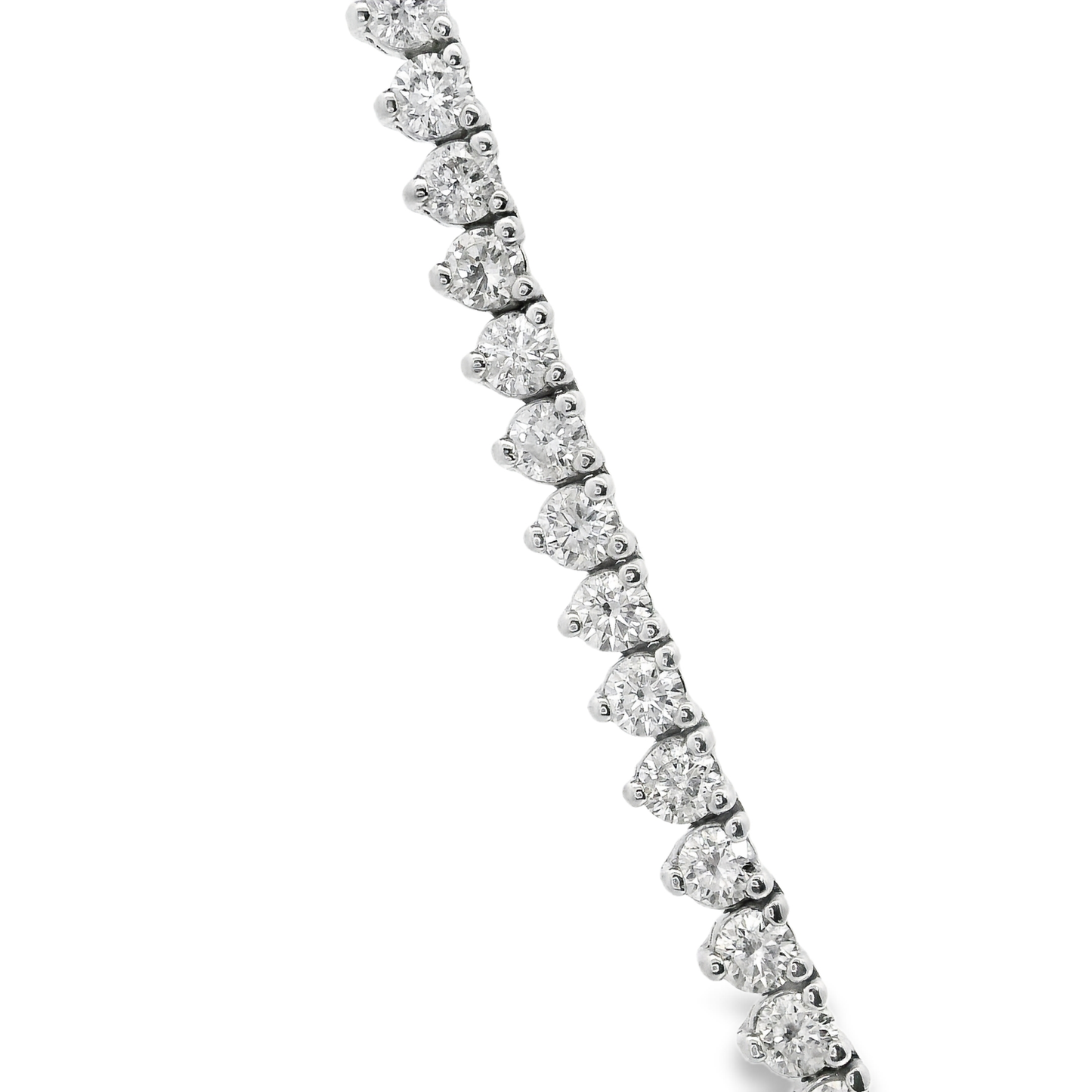 10.28CT Diamond 3 Prong Tennis 14k White Gold Necklace