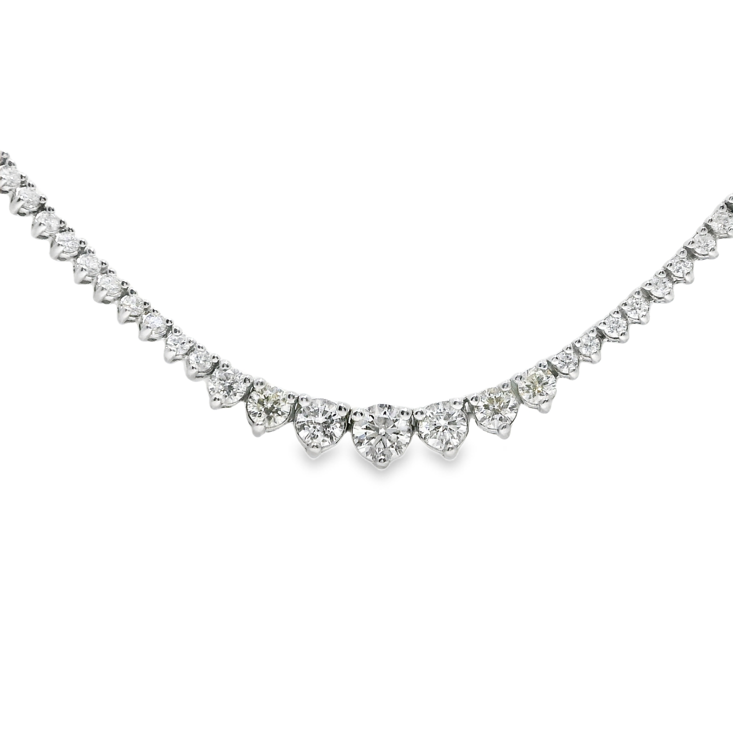 3.76CT Diamond 3 Prong Graduated Tennis 14k White Gold Necklace