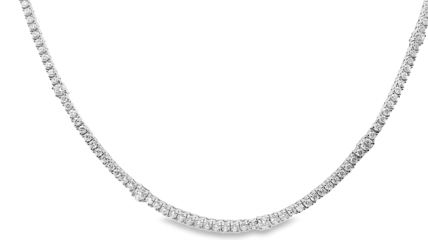 5.18CT Diamond 4 Prong Graduated Tennis 14k White Gold Necklace