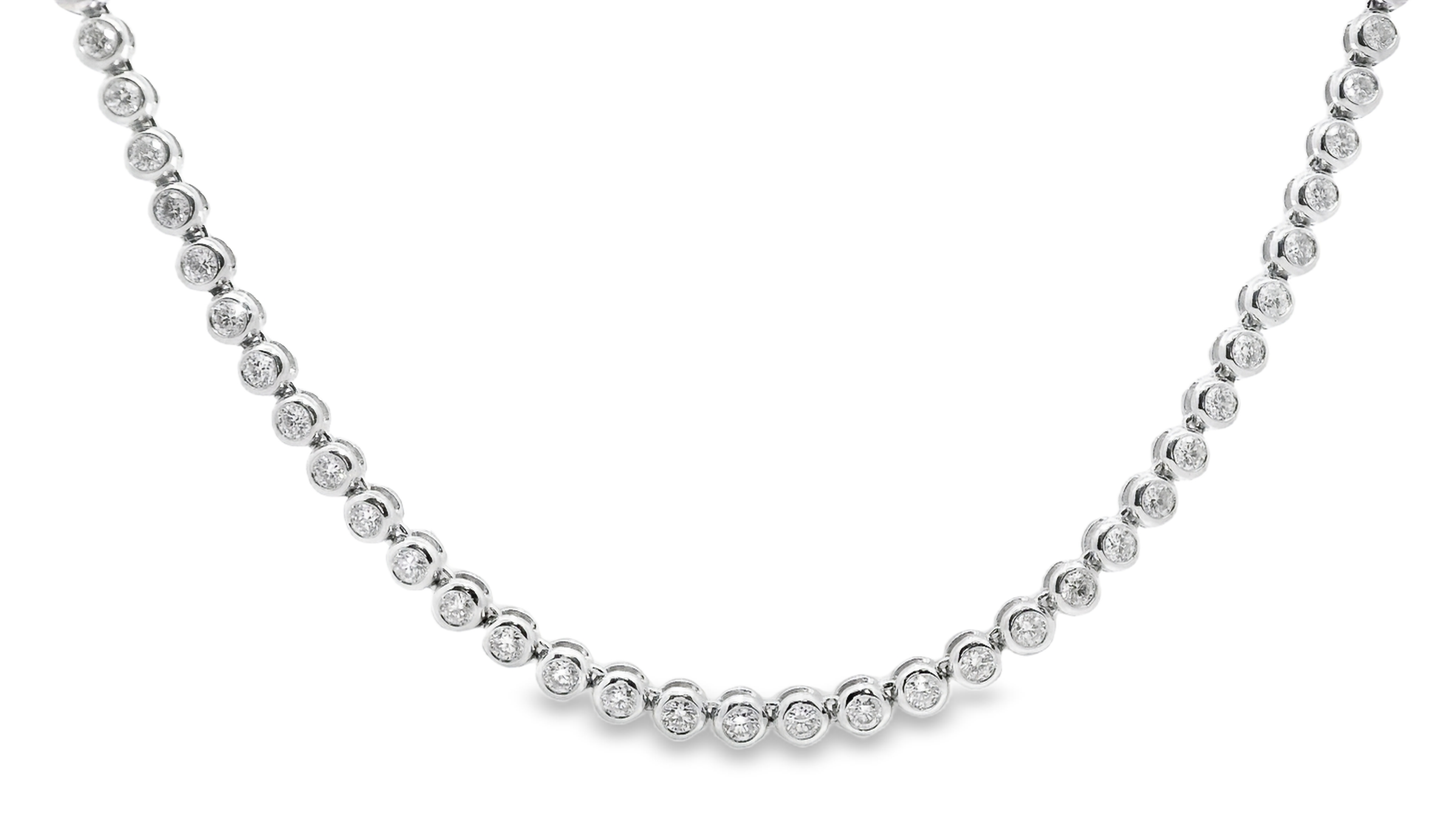 6.68CT Diamond Bezel Tennis 14k White Gold Necklace