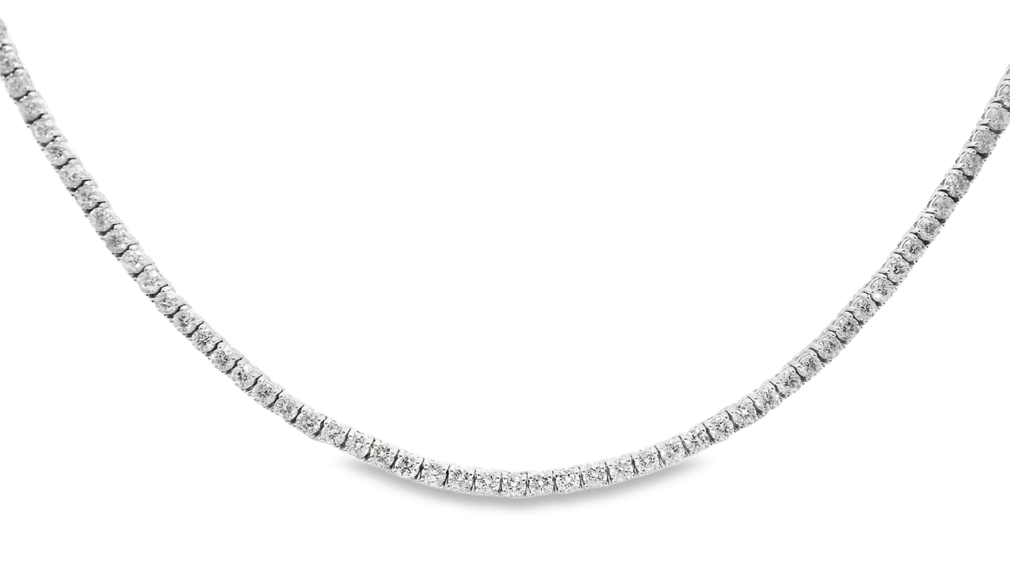 7.42CT Diamond 4 Prong Tennis 14k White Gold Necklace