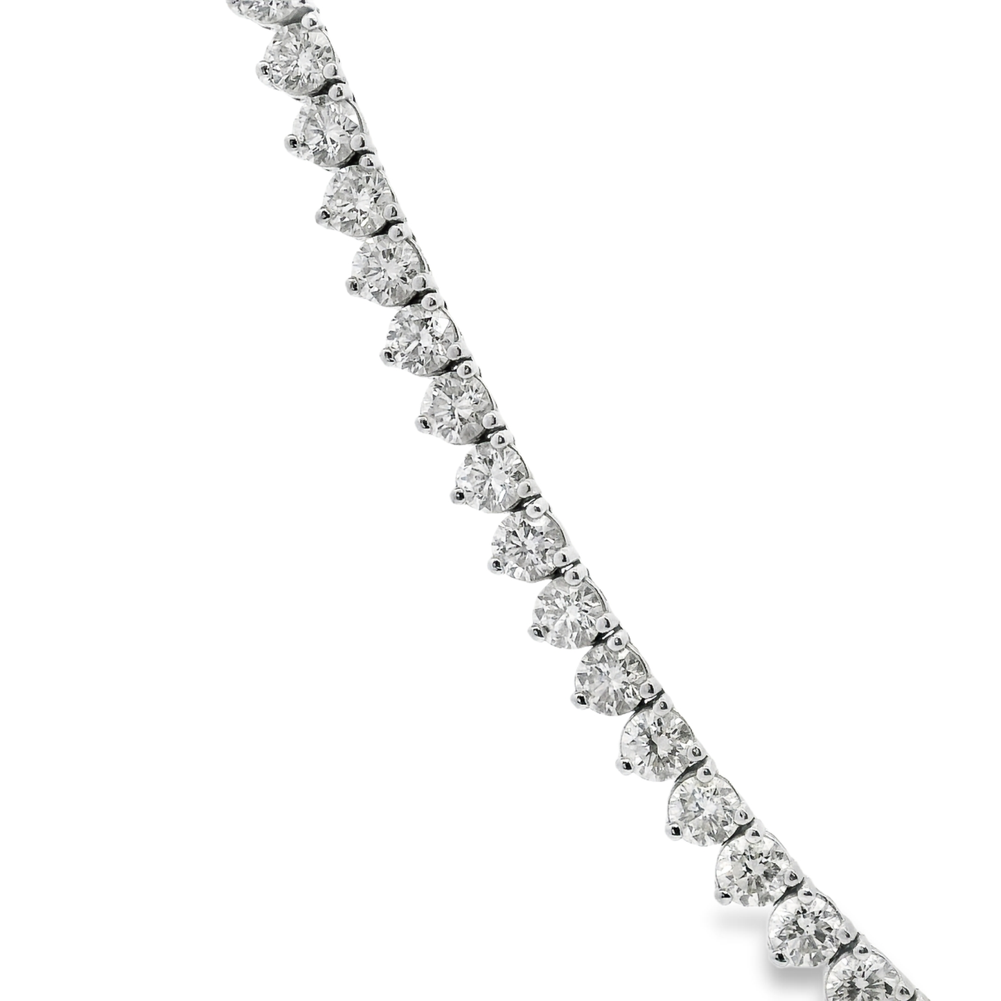 18.79CT Diamond 3 Prong Tennis Necklace 14k White Gold