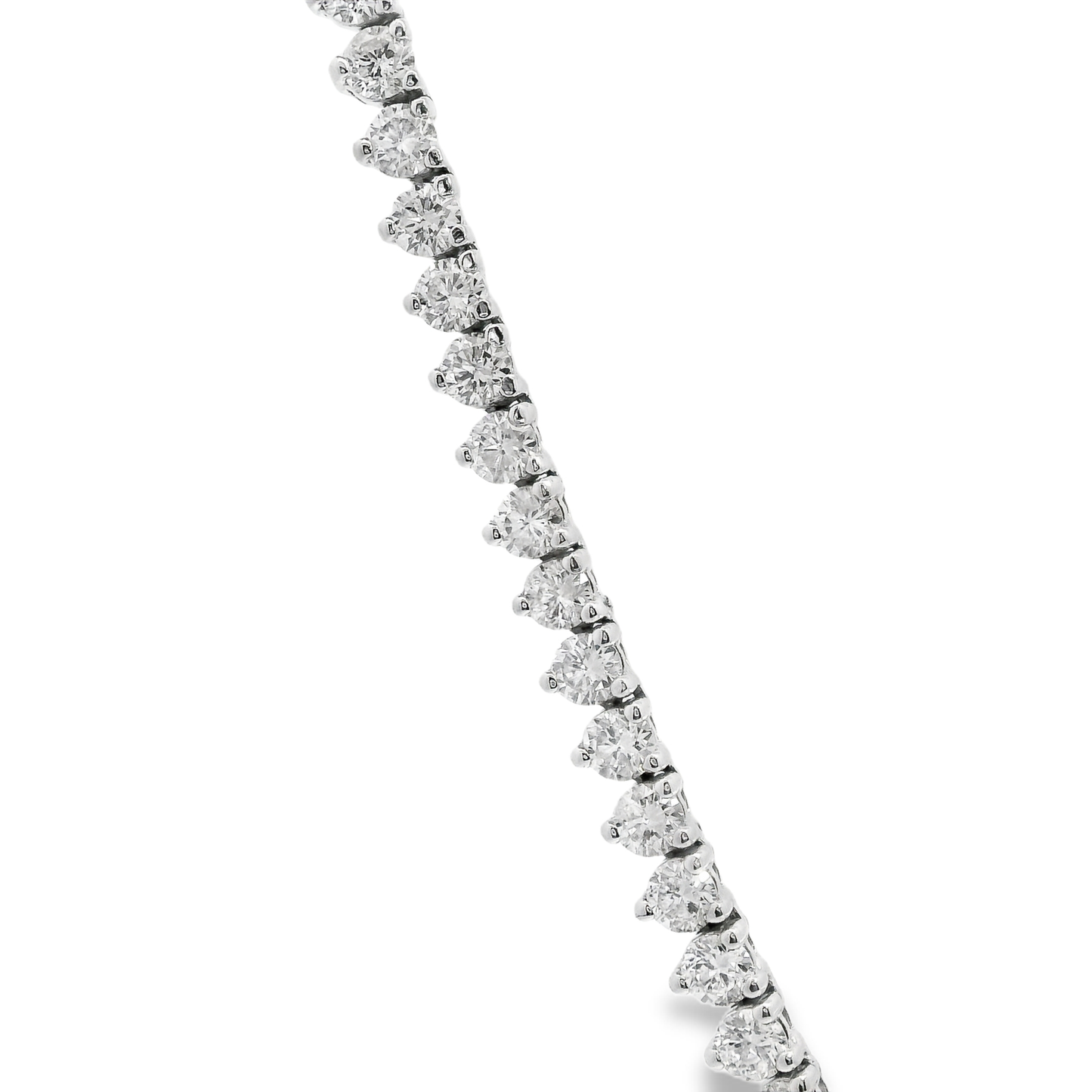 9.21CT Diamond 3 Prong Tennis 14K White Gold Necklace