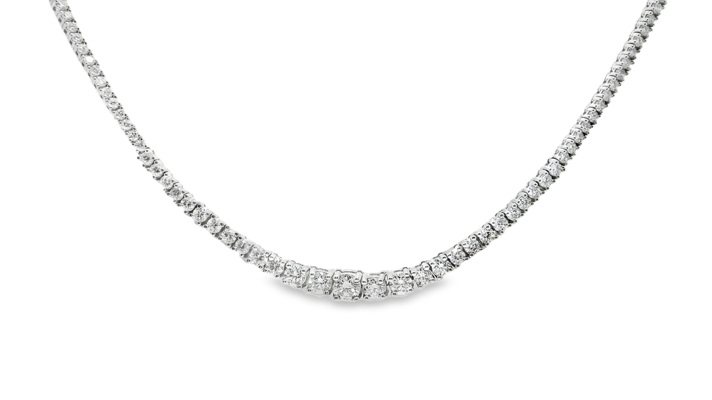 5.36CT Diamond 4 Prong Tennis 14K White Gold Necklace