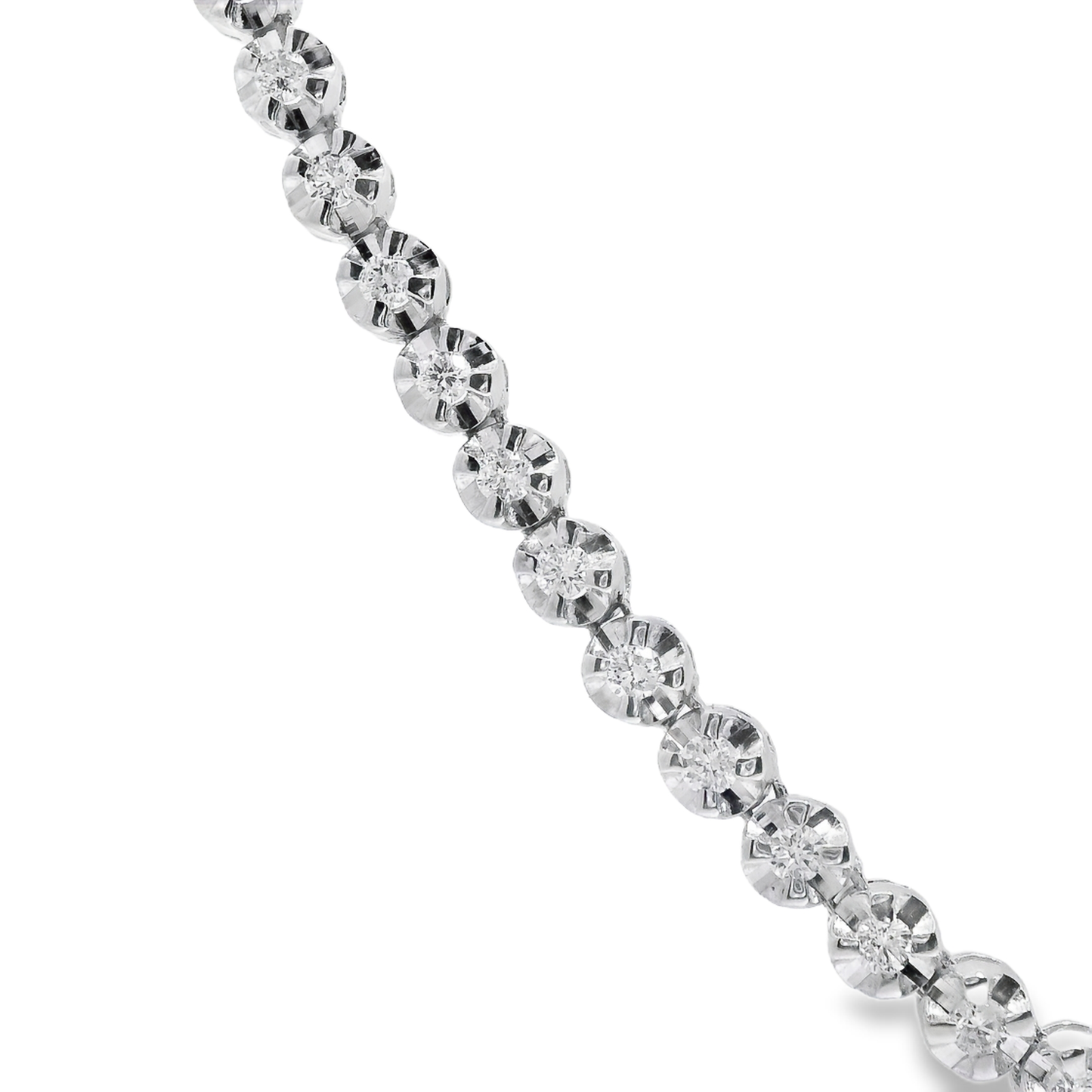 3.30CT Diamond Buttercup Tennis 14K White Gold Necklace