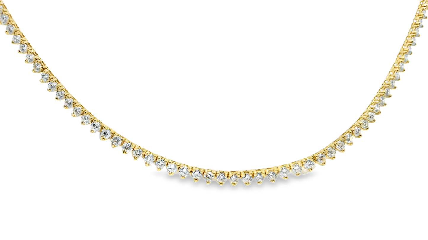 6.90CT Diamond 3 Prong Tennis 14k White Gold Necklace