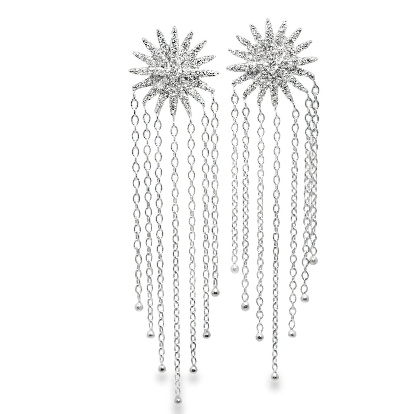 0.96Ct Diamond Starburst Earring 14k White Gold