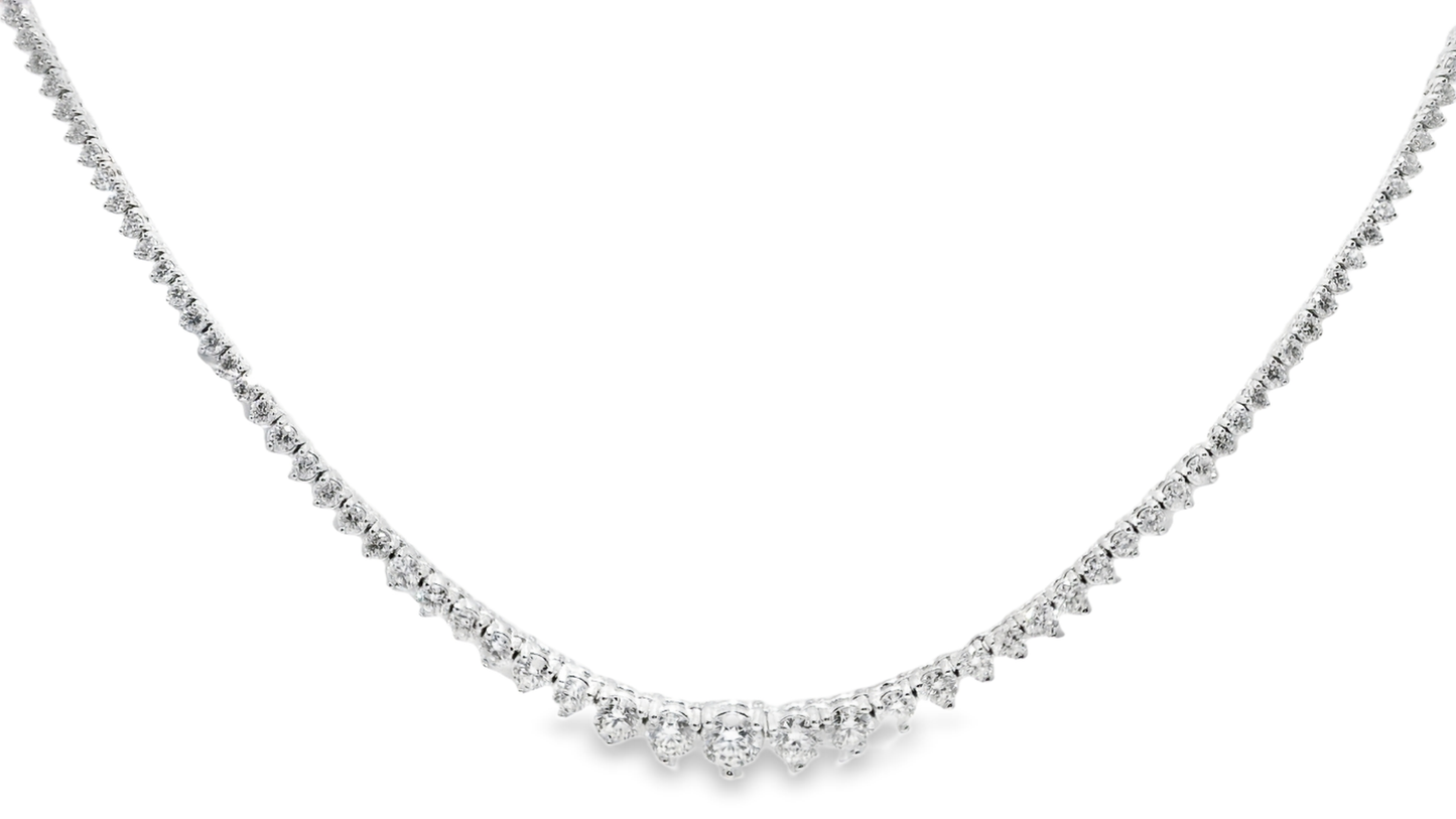 5.19CT Diamond 3 Prong Tennis Necklace 14k White Gold