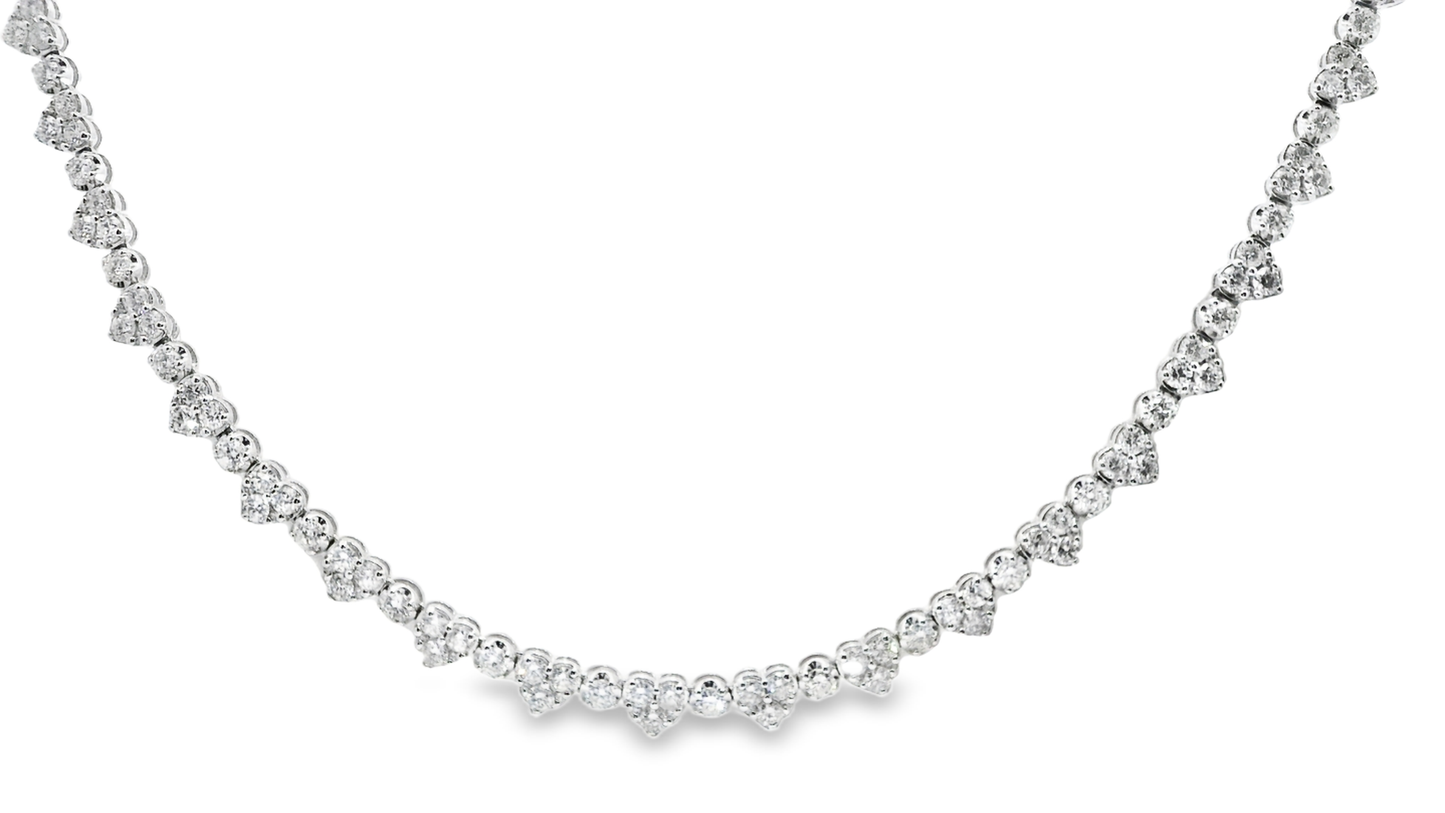6.27Ct Heart Shaped Tennis Necklace 18K White Gold