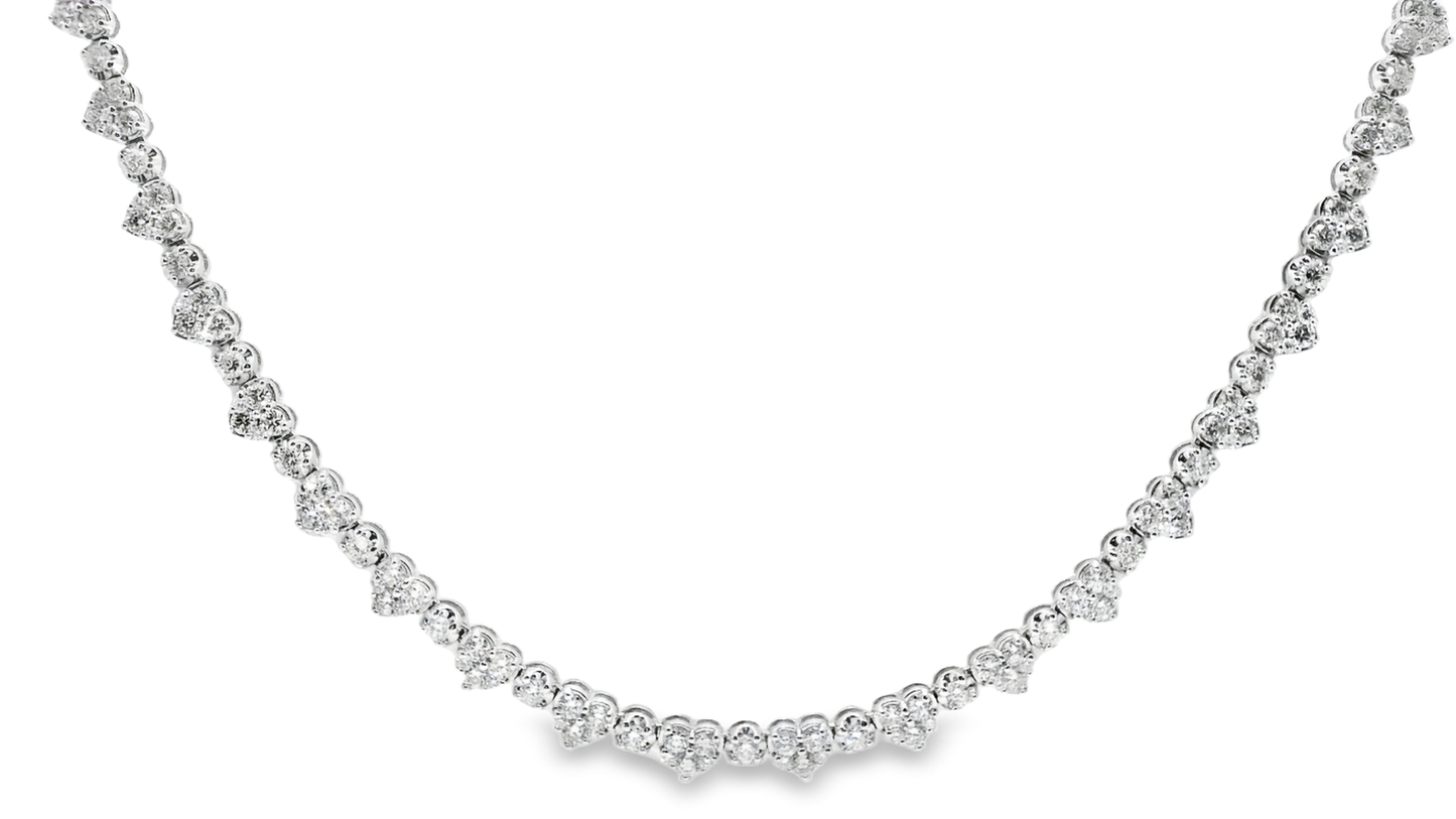 6.81CT Halfway Heart Shaped Tennis Necklace 14k White Gold