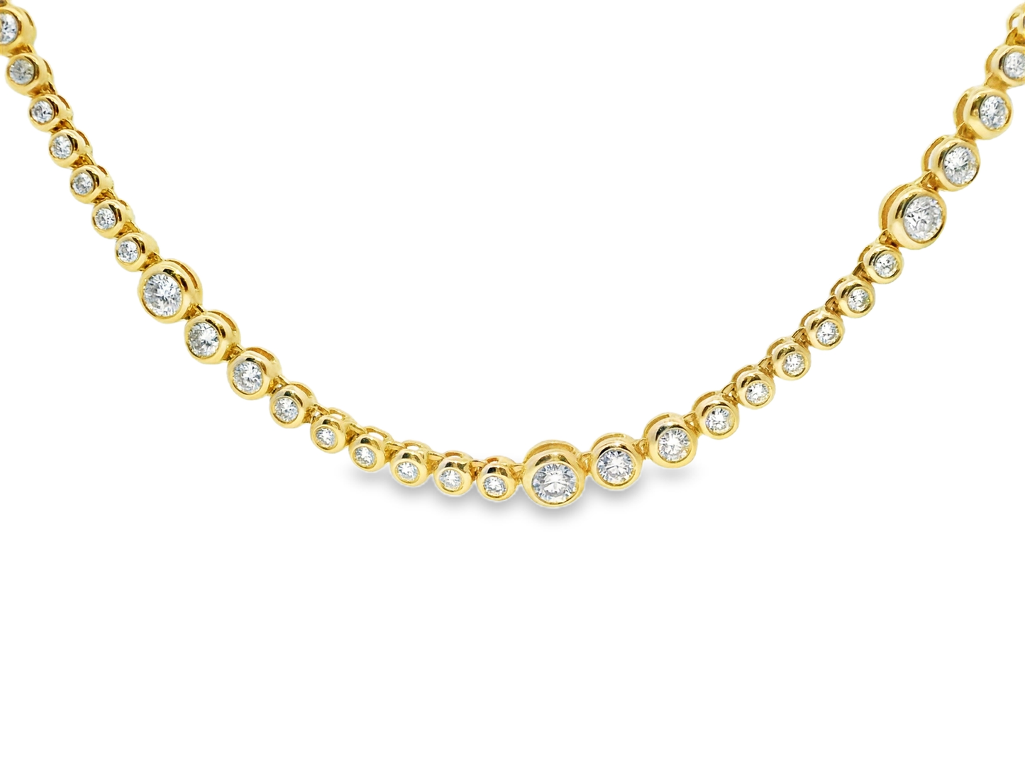 5.02CT Graduated Bezel Necklace 14k Yellow Gold
