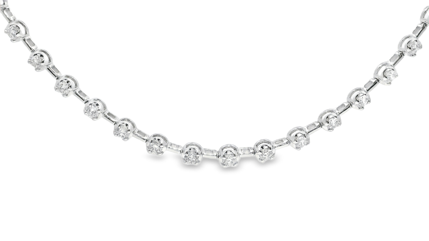 3.39CT Diamond Tennis Necklace 14K White Gold
