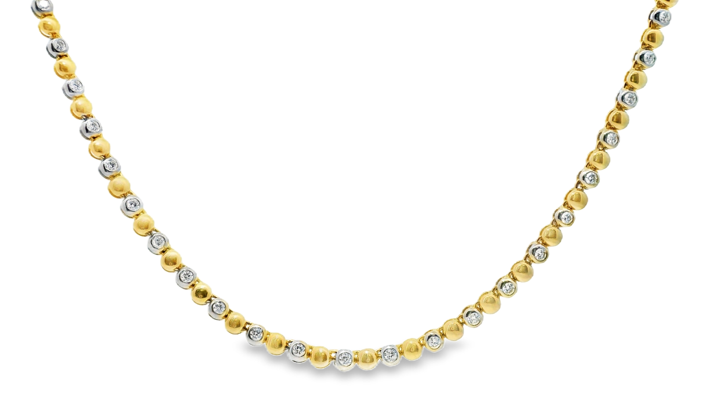 1.06Ct Diamond Bezel Necklace 14K Yellow Gold