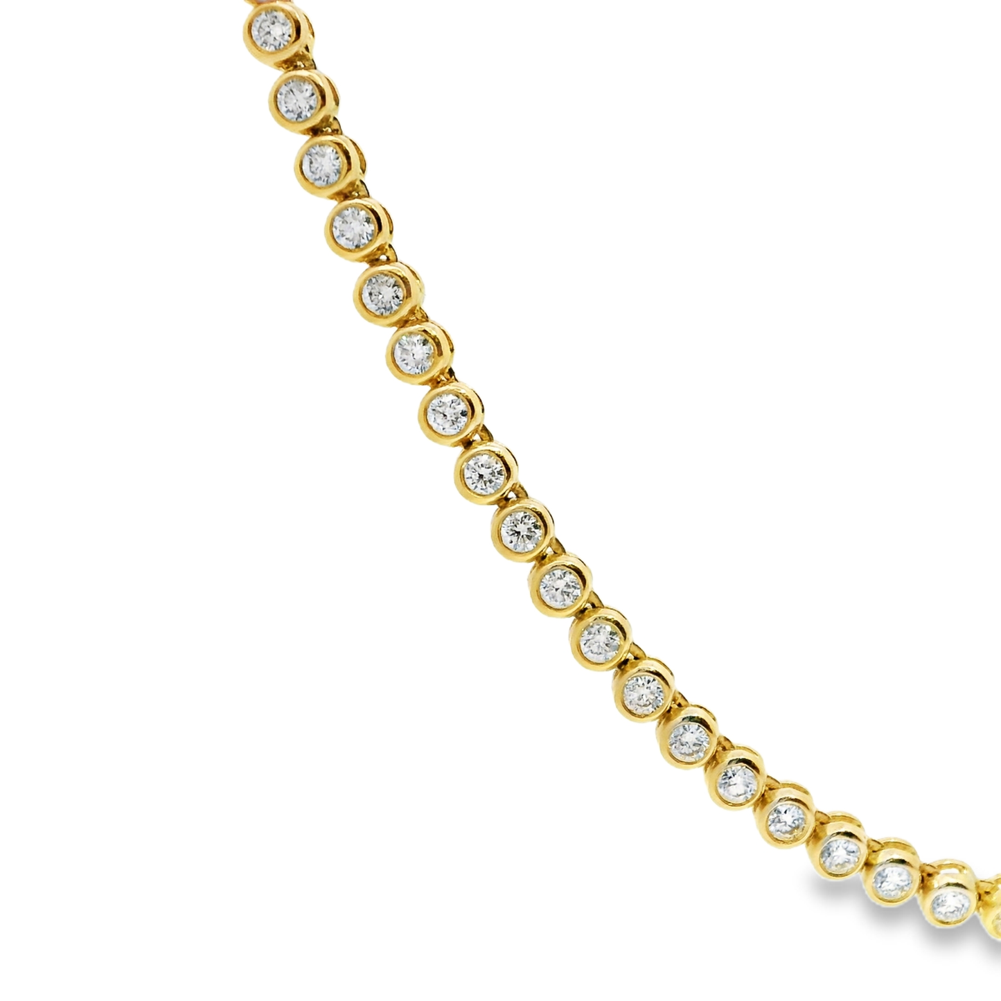 5.21CT Diamond Bezel Tennis Necklace 14K Yellow Gold