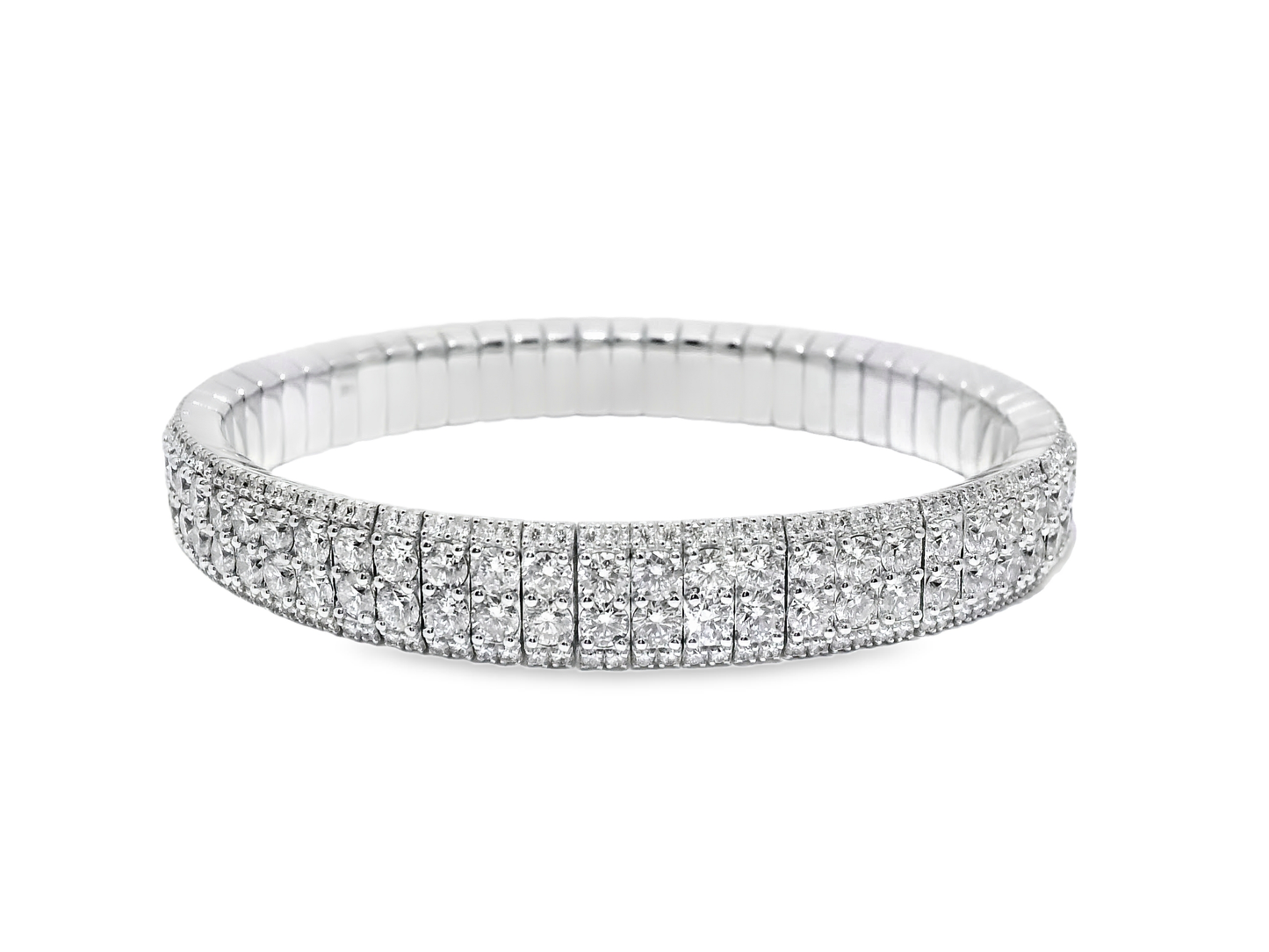 15.68CT Diamond Stretch Bracelet 14K White Gold