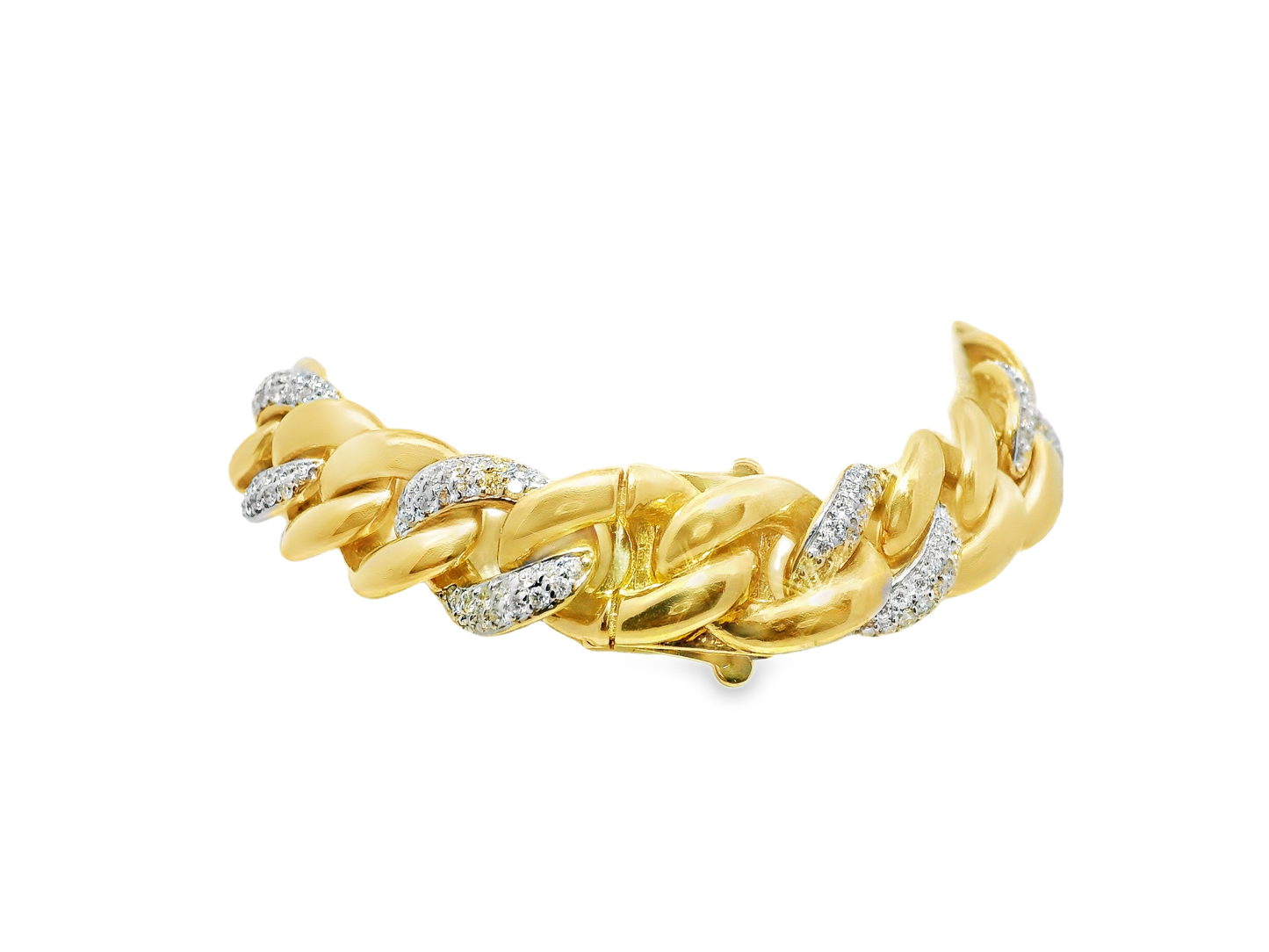 2.45CT Diamond Chain Link Bracelet 14k Yellow Gold