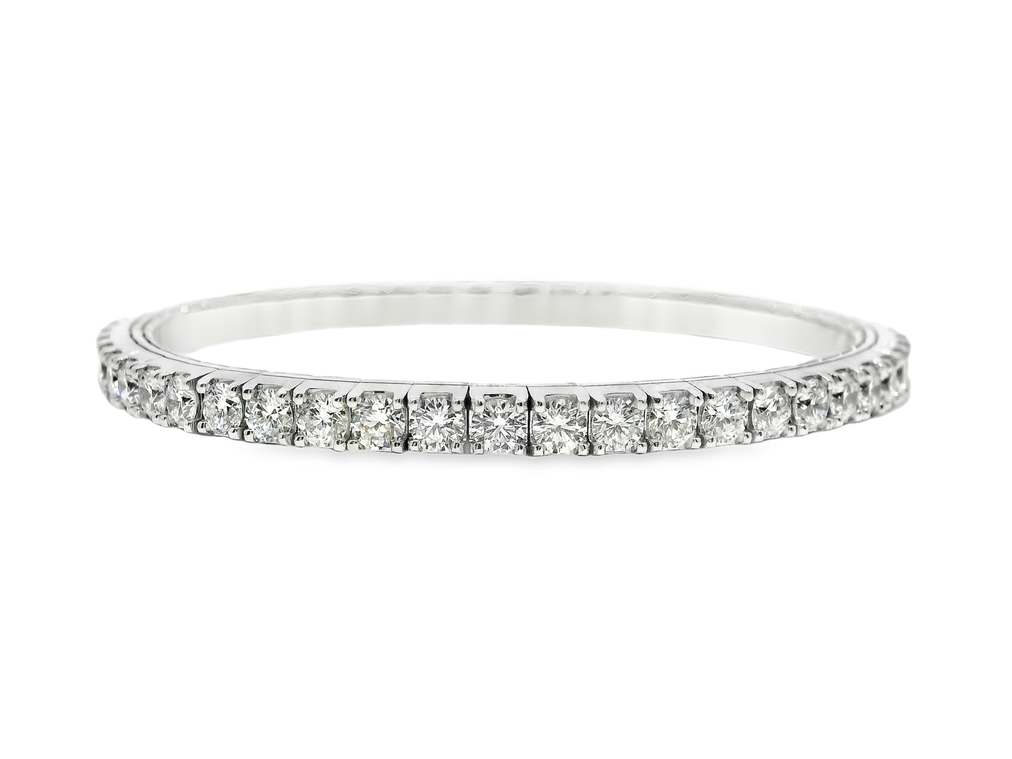 8.27CT Lab Diamond Stretch Bangle 14k White Gold