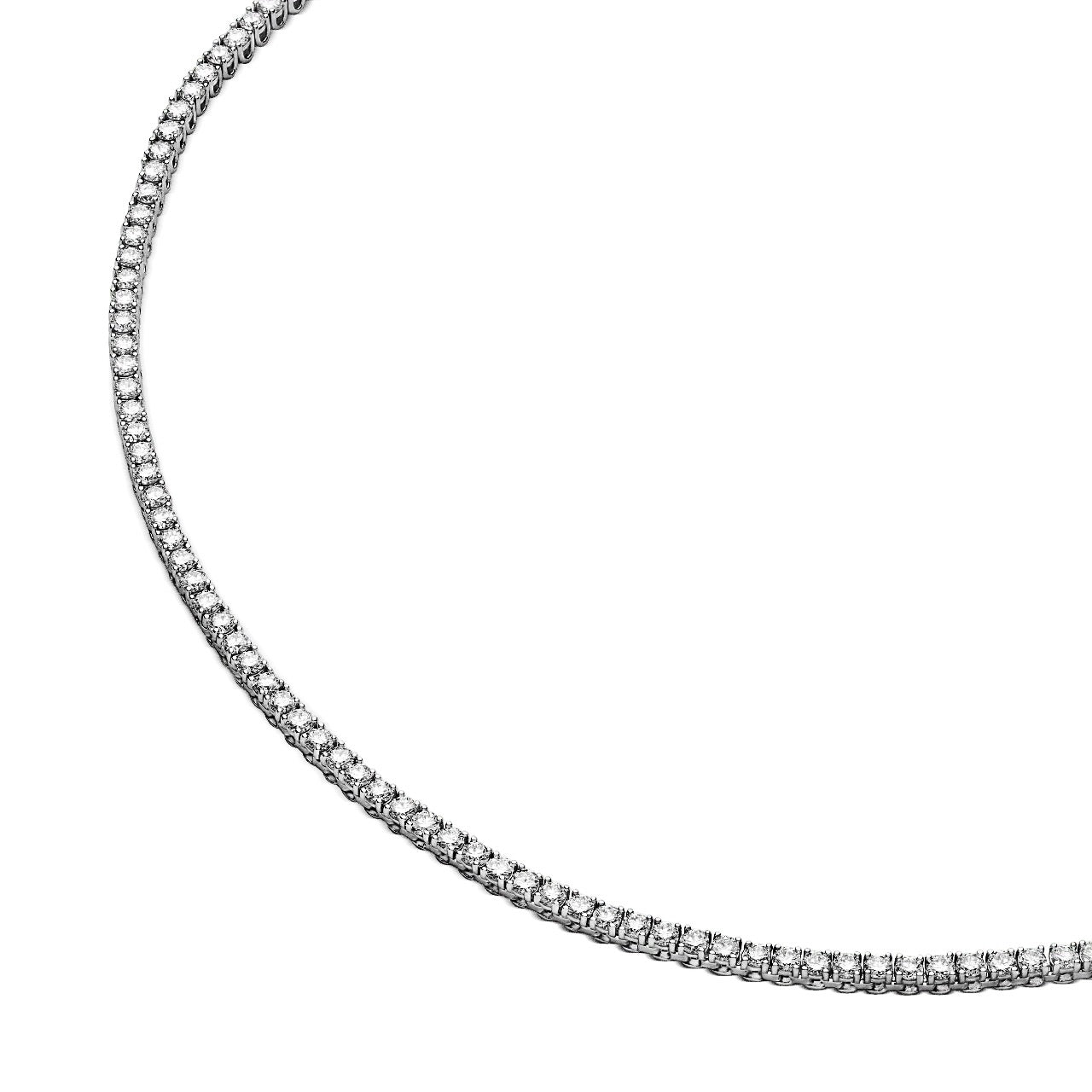 9.81CT Diamond Lab 4 Prong Tennis Necklace 14k White Gold