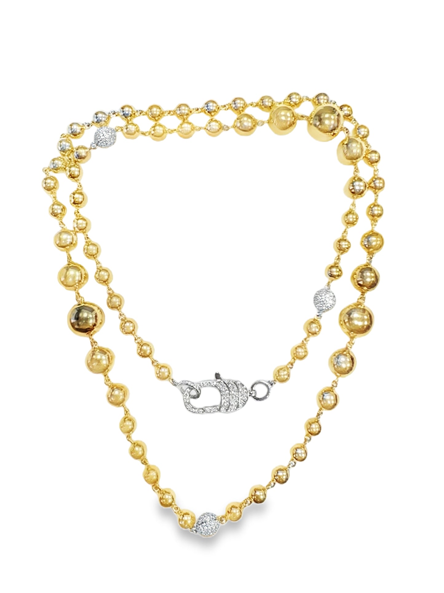 4.30CT Diamond Plain Gold Ball Necklace 14k Yellow Gold