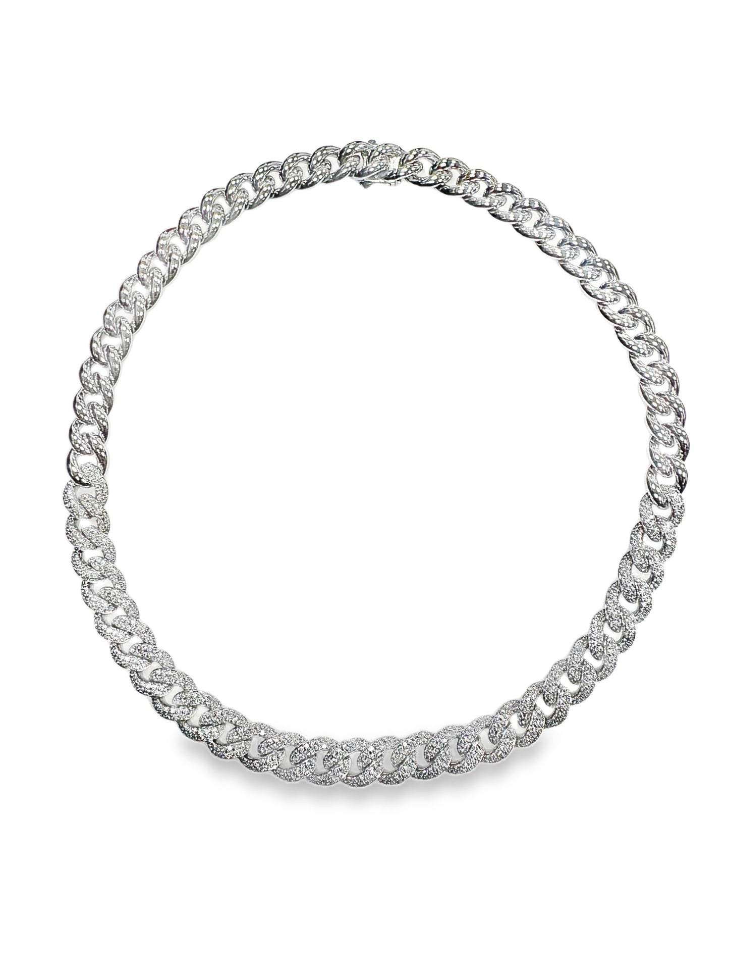 6CT Diamond Cuban Chain Link Necklace 14K White Gold
