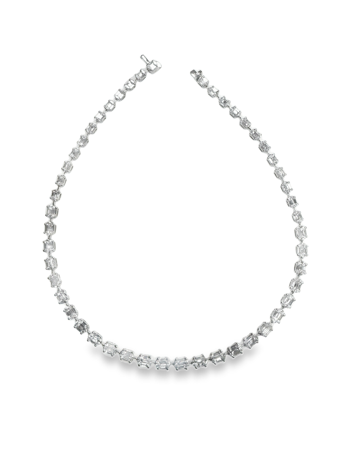 11.89CT Emerald Cut Diamond 18k White Gold Necklace