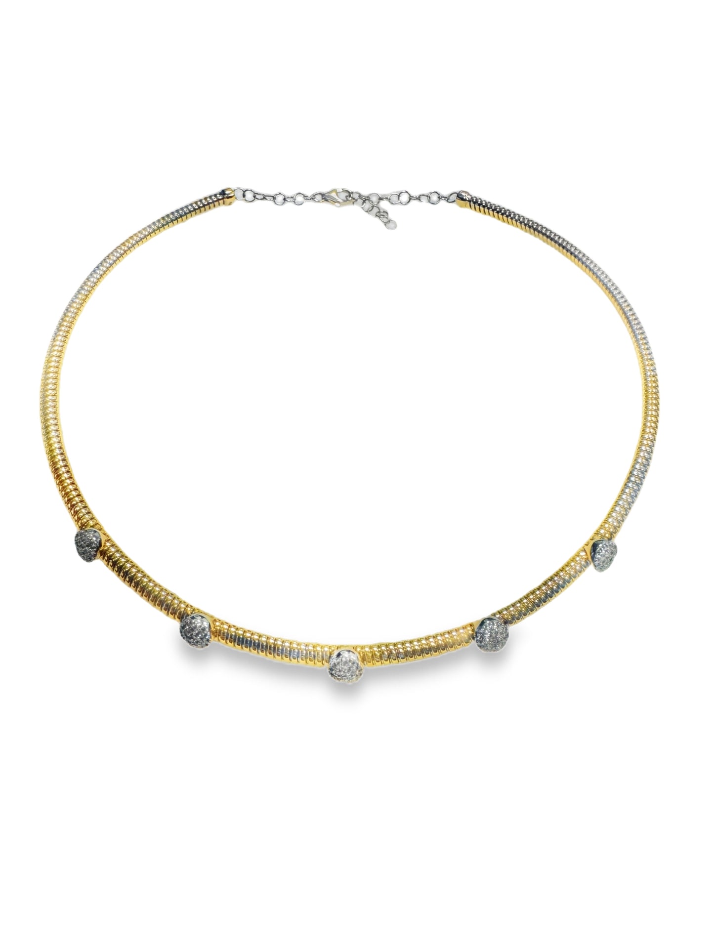 0.62CT Diamond Balls with Plain Chain 18k Yellow Gold Necklace