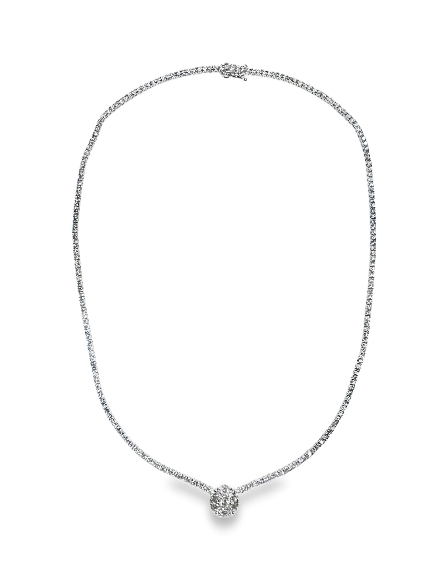 5.73CT Diamond Center Flower 14k White Gold Tennis Necklace