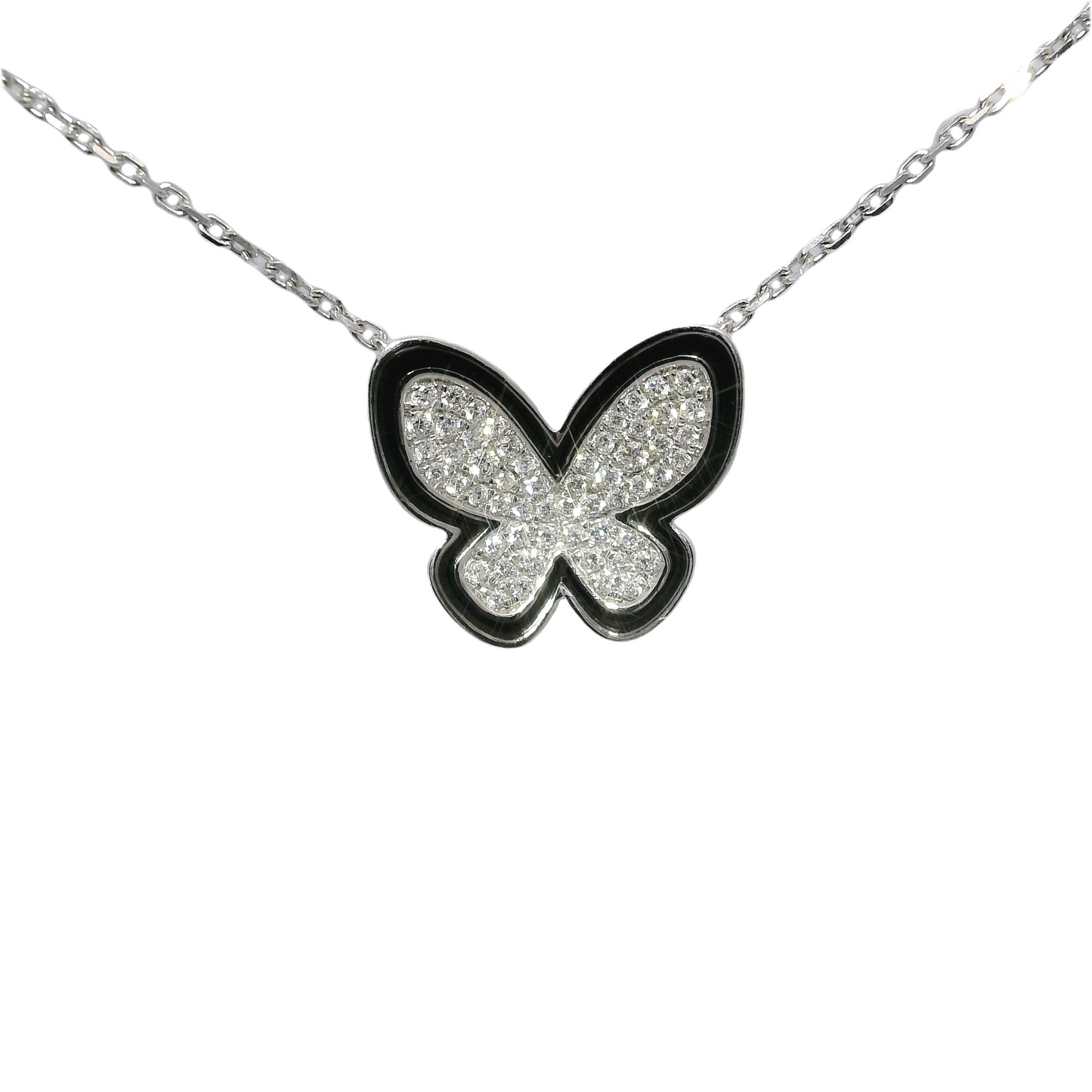 0.50 CT Studded Butterfly Pendant 14K Gold