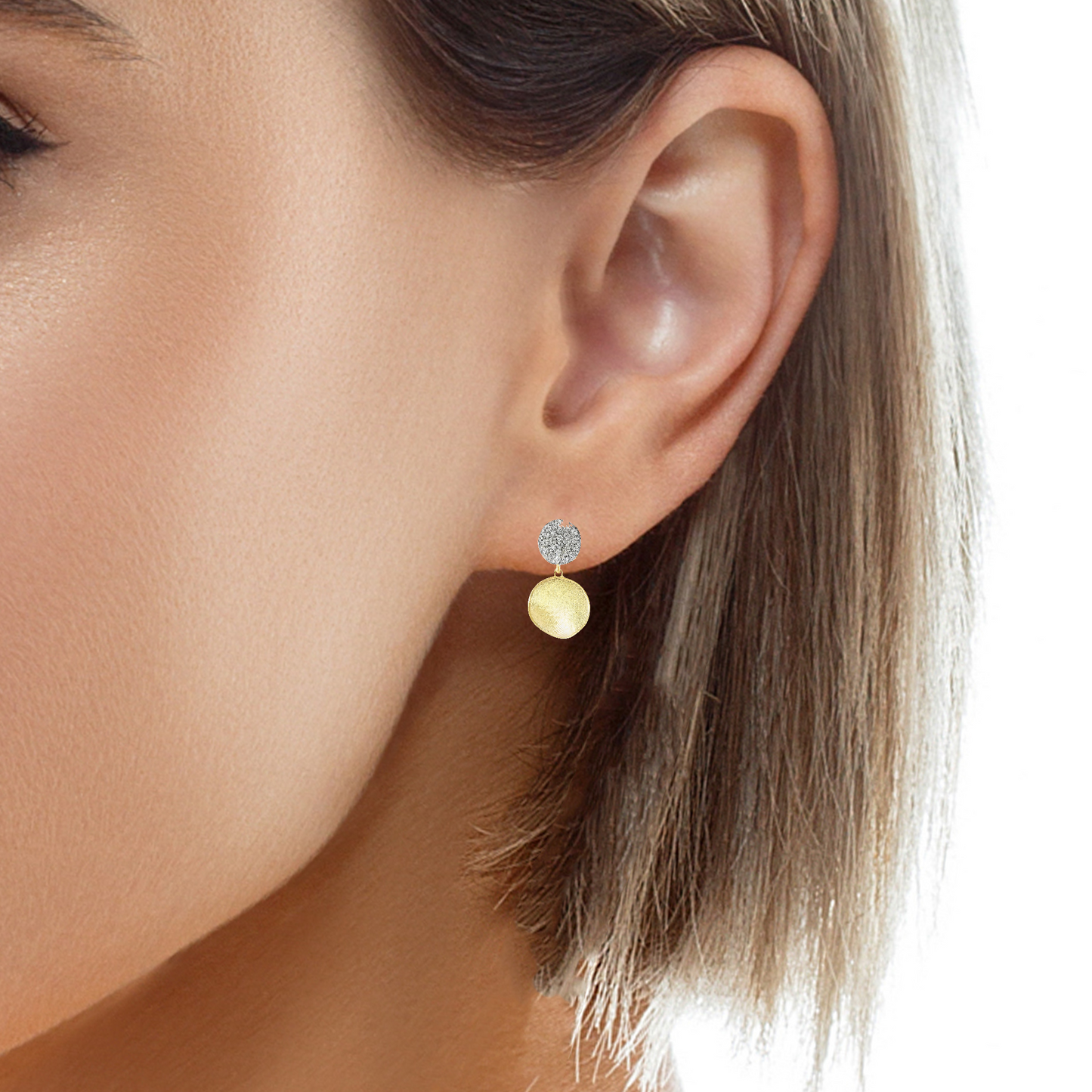 0.48CT Diamond Disc Fashion Earring 14k Yellow Gold