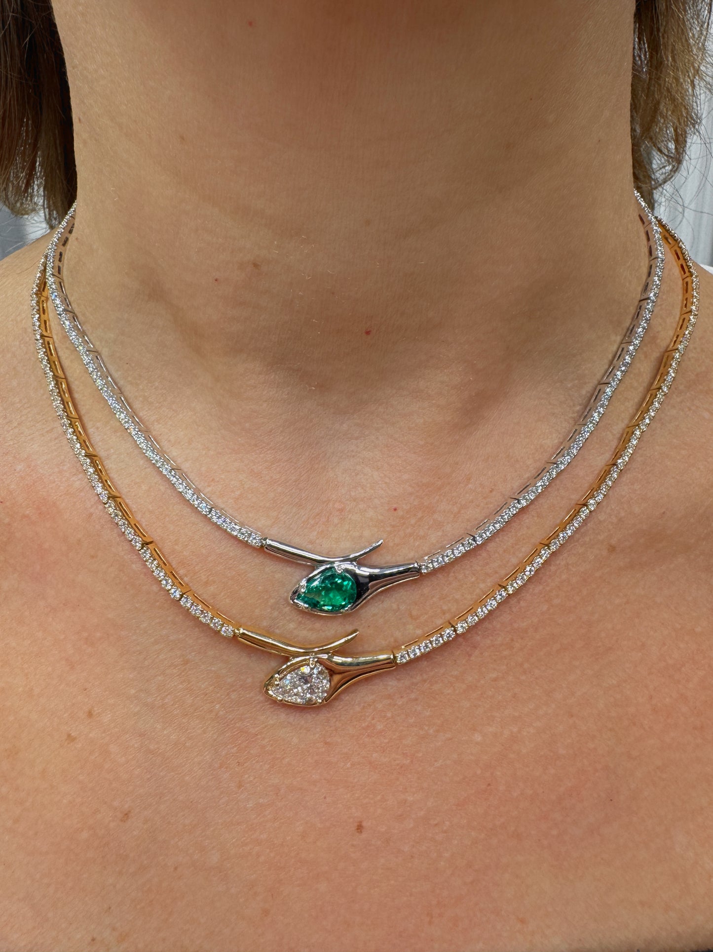 1.22CT Lab Emerald Fashion Necklace 14k Yellow Gold