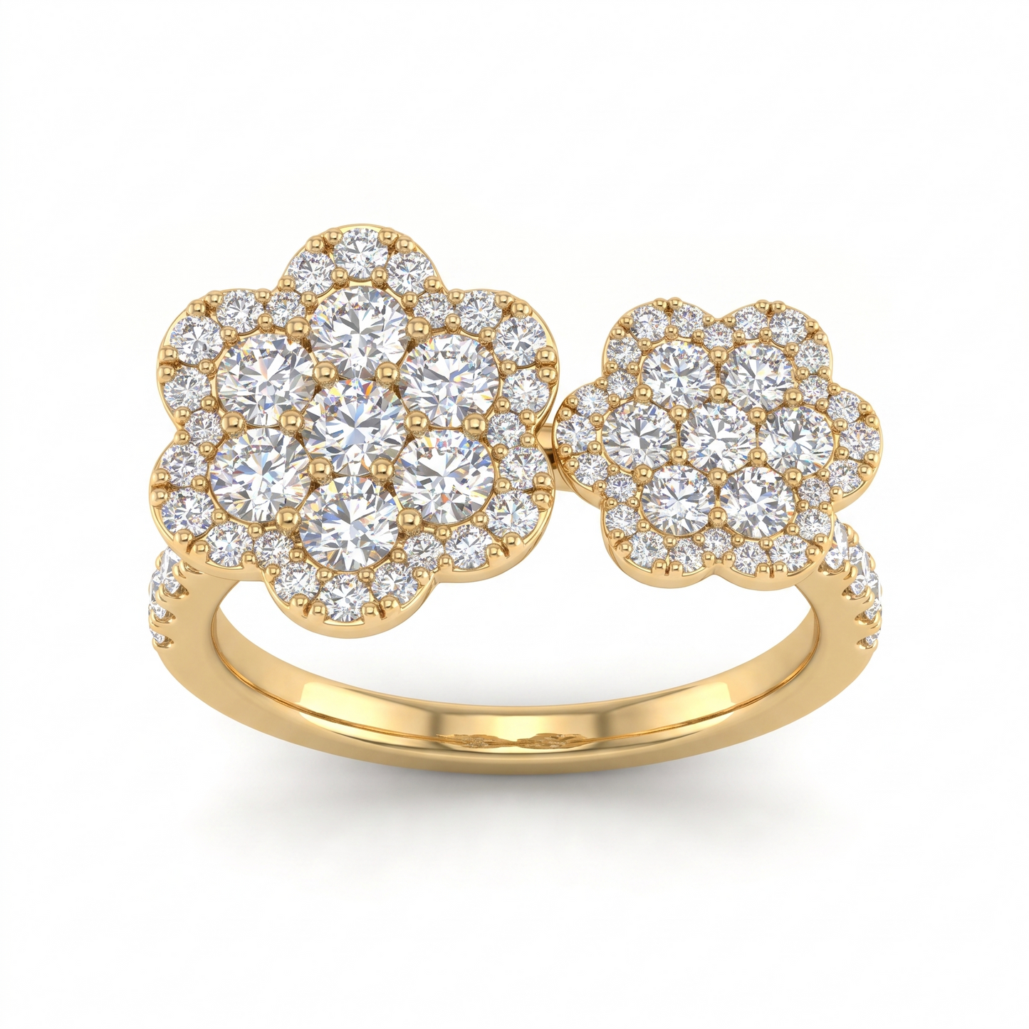 14K Gold Diamond Cluster Ring