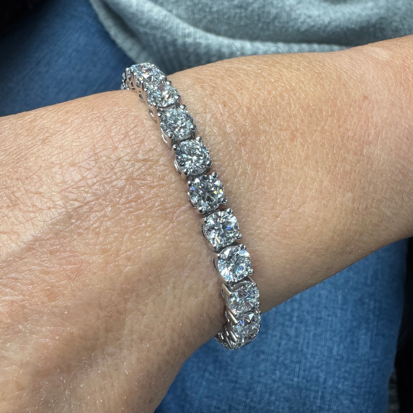 27.15CT Lab Diamond Tennis Bracelet 14K White Gold