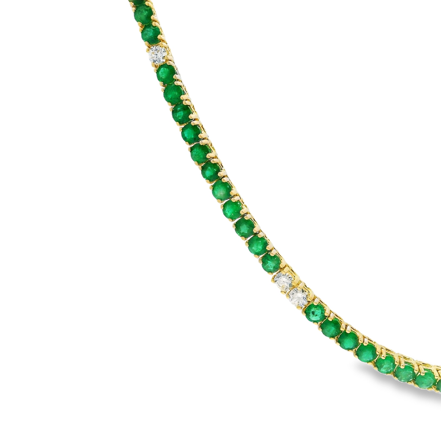 2.83CT Diamond 23.33CT Emerald Tennis Necklace 14k Yellow Gold