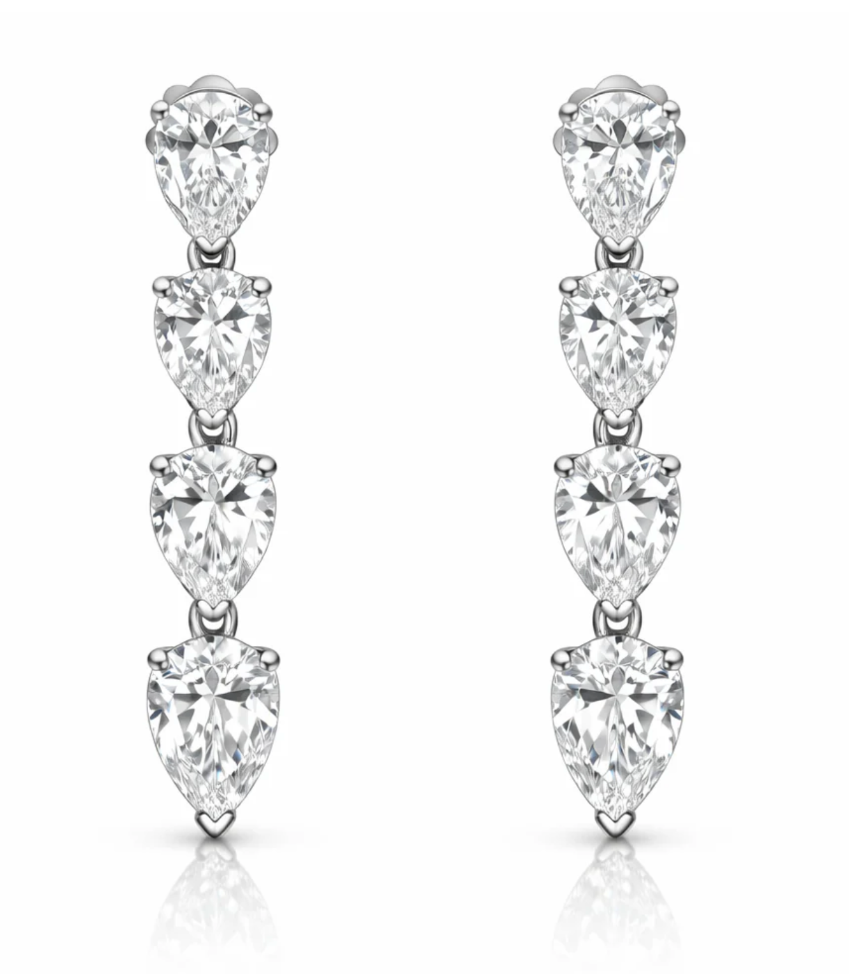 3.06CT Lab Diamond Pear Shape Earrings 14k White Gold