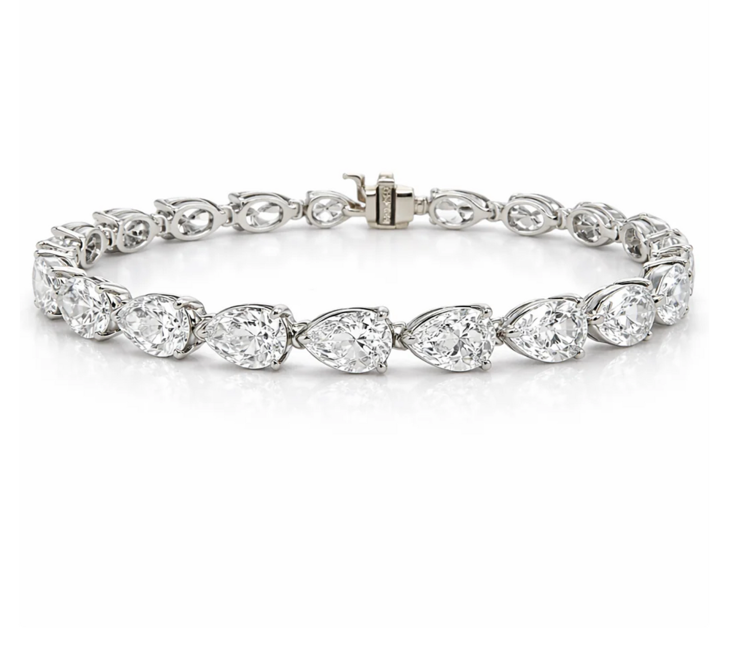 10.70CT Lab Diamond Pear Shape Tennis Bracelet 14k White Gold