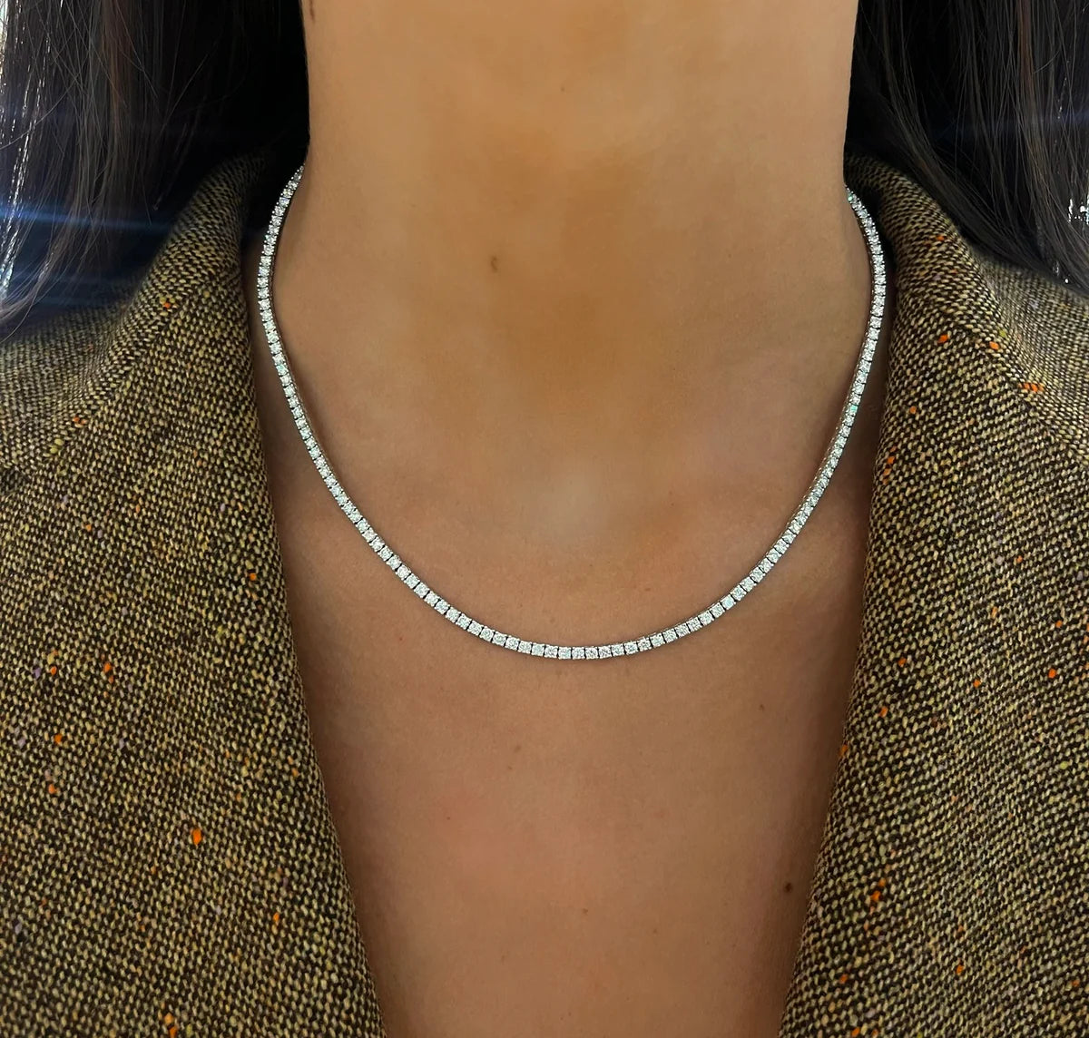 5.52CT Diamond Lab 4 Prong Tennis Necklace 14k White Gold